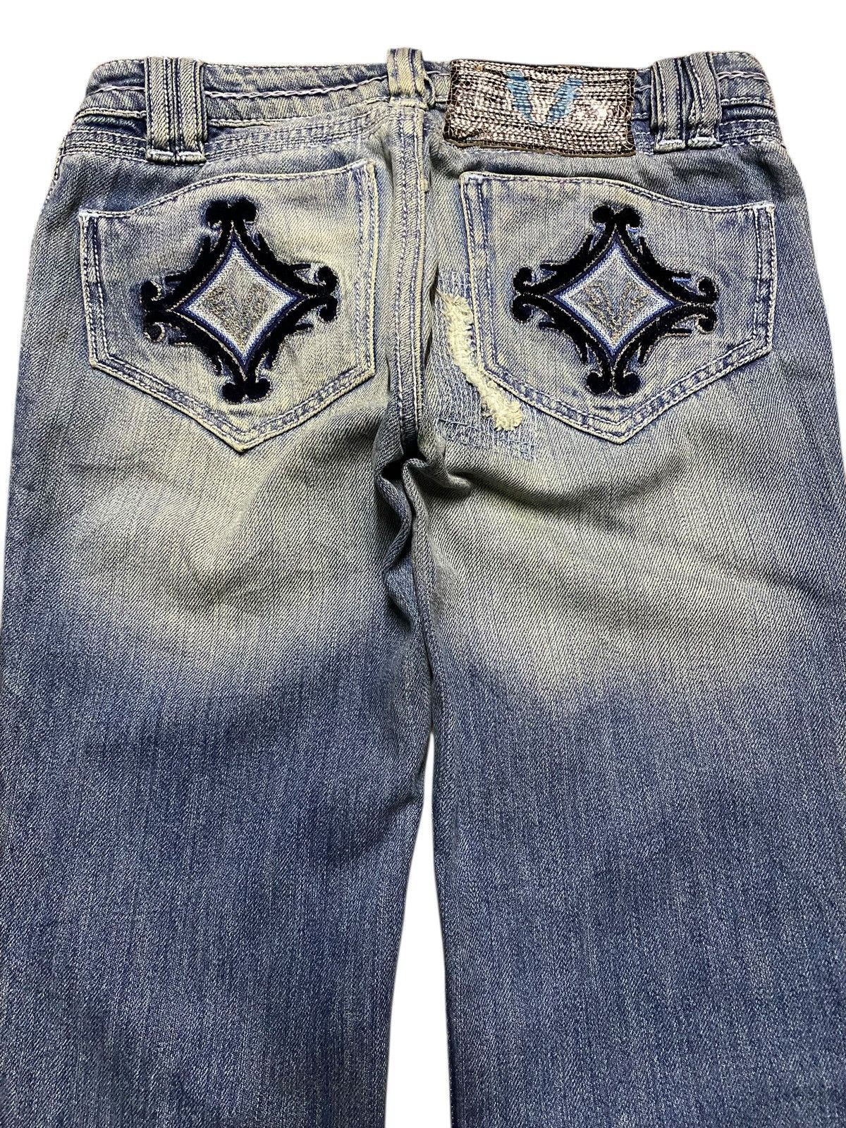 If Six Was Nine Japanese Brand Elvis Distressed Embroidery Flare Jeans Size 27" / US 4 / IT 40 - 4 Thumbnail
