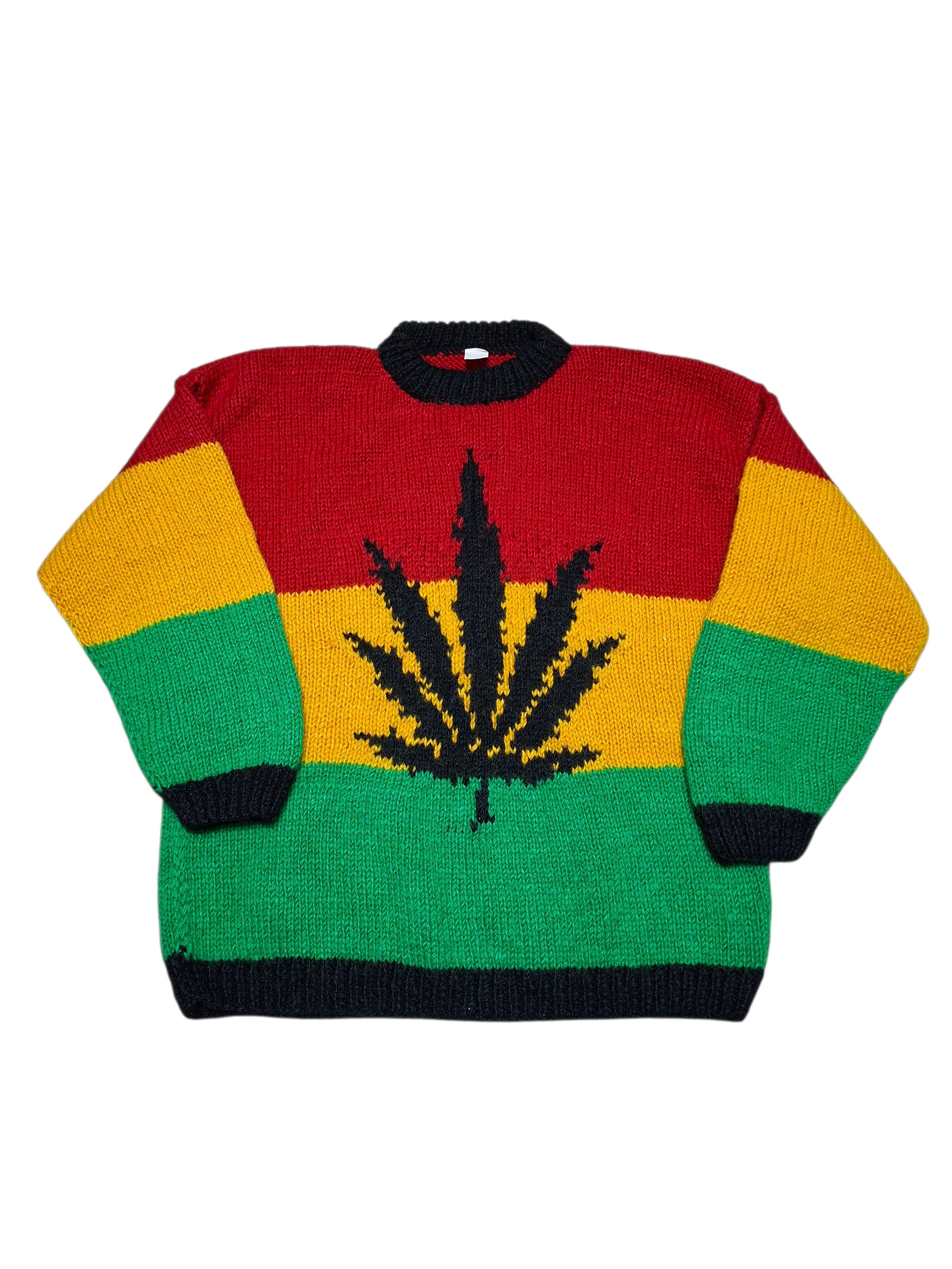 Bob Marley 90S RASTAFARI 420 JAMAICA WARM KNIT SWEATER 100% WOOL Size US L / EU 52-54 / 3 - 1 Thumbnail
