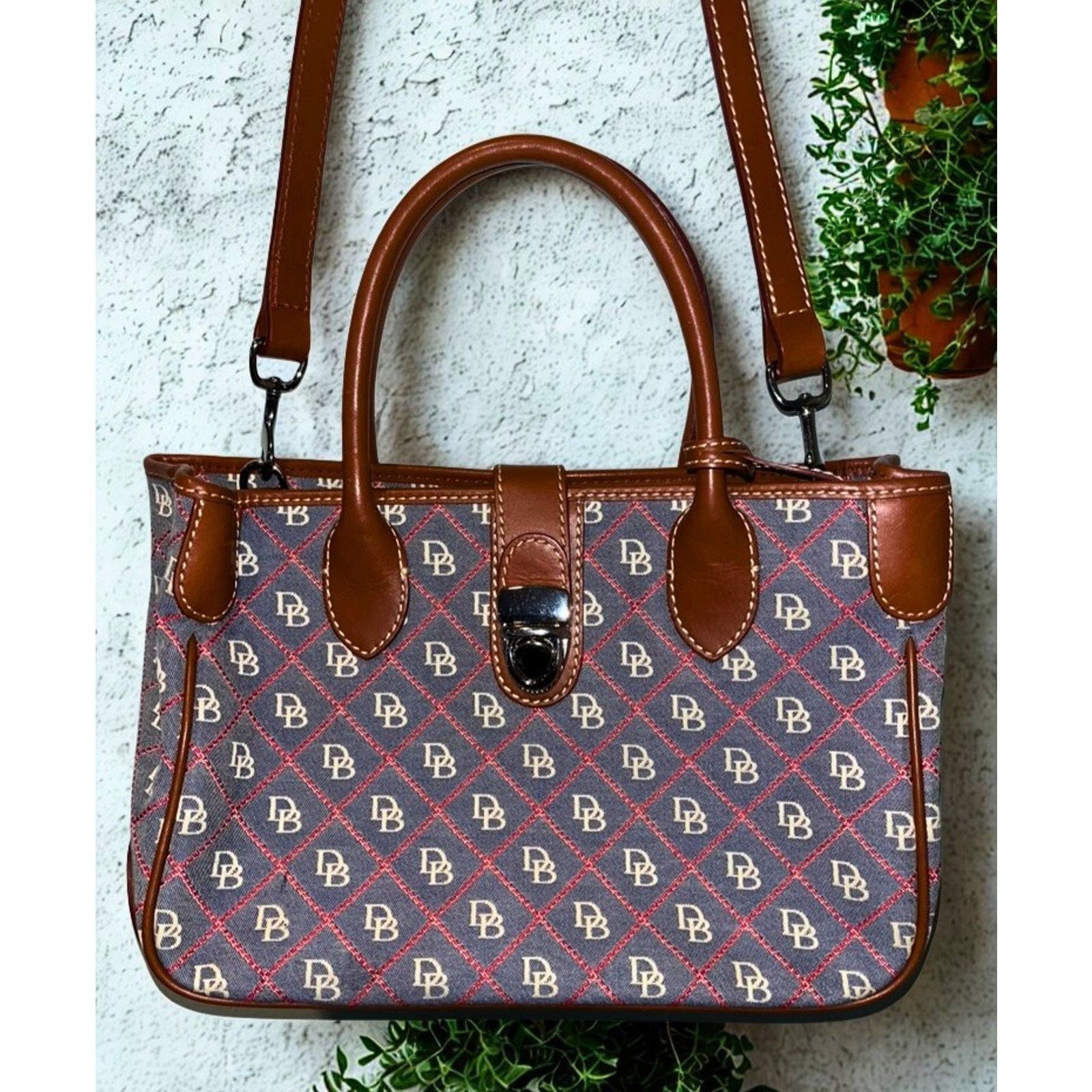 Dooney & Bourke Dooney & Bourke Monogram Canvas Leather Tote Shoulder Bag Size ONE SIZE - 4 Thumbnail