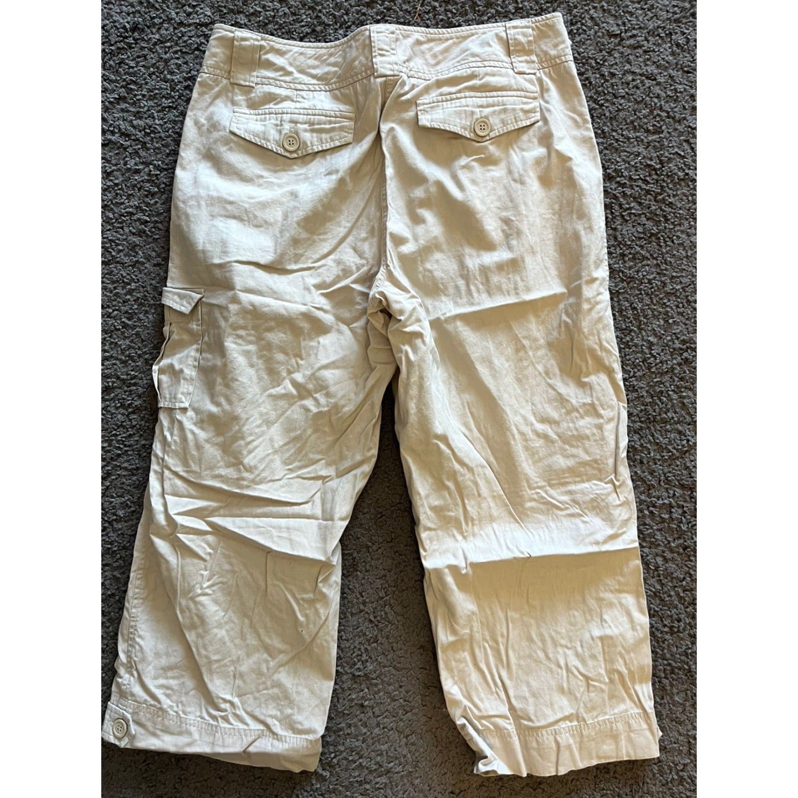 Vintage New York & Company Pants Womens Size 12 Beige Stretch Cotton Flat Front Ankle Workwear Size US 12 / IT 42 - 4 Thumbnail