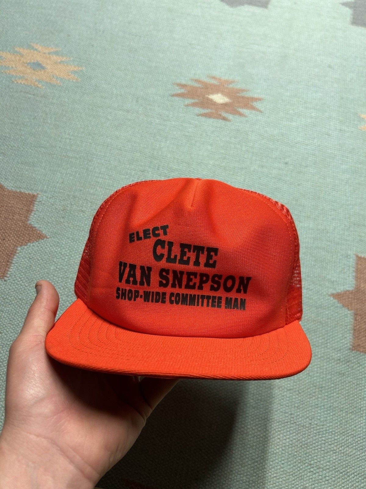 Vintage Vtg 80s trucker hat elect Clete Van Snepson committee USA Size ONE SIZE - 2 Thumbnail