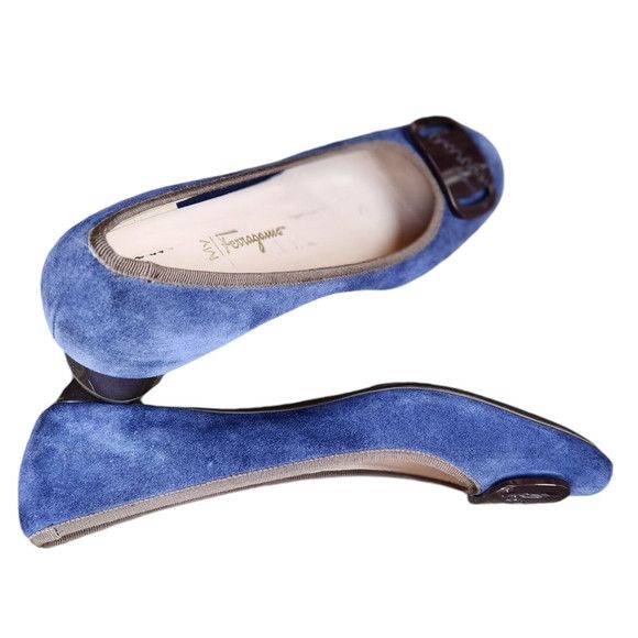 Salvatore Ferragamo suede heel shoes size 10 2A blue