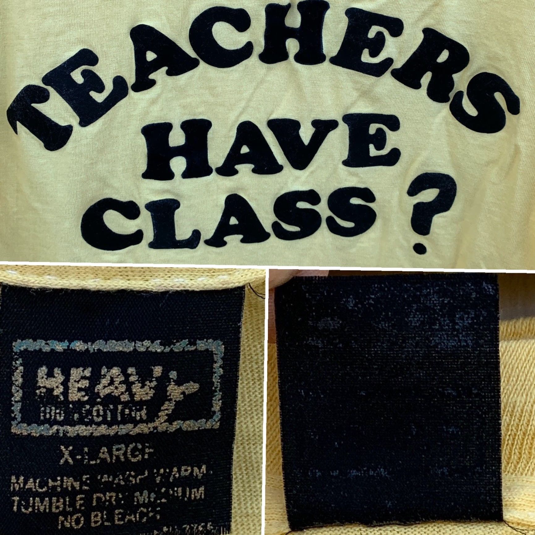 Vintage VINTAGE TEACHERS HAVE CLASS Iron On Letters T Shirt Single Stitch Heavy Size XL Mens Yellow 100% Cotton Size US XL / EU 56 / 4 - 4 Thumbnail