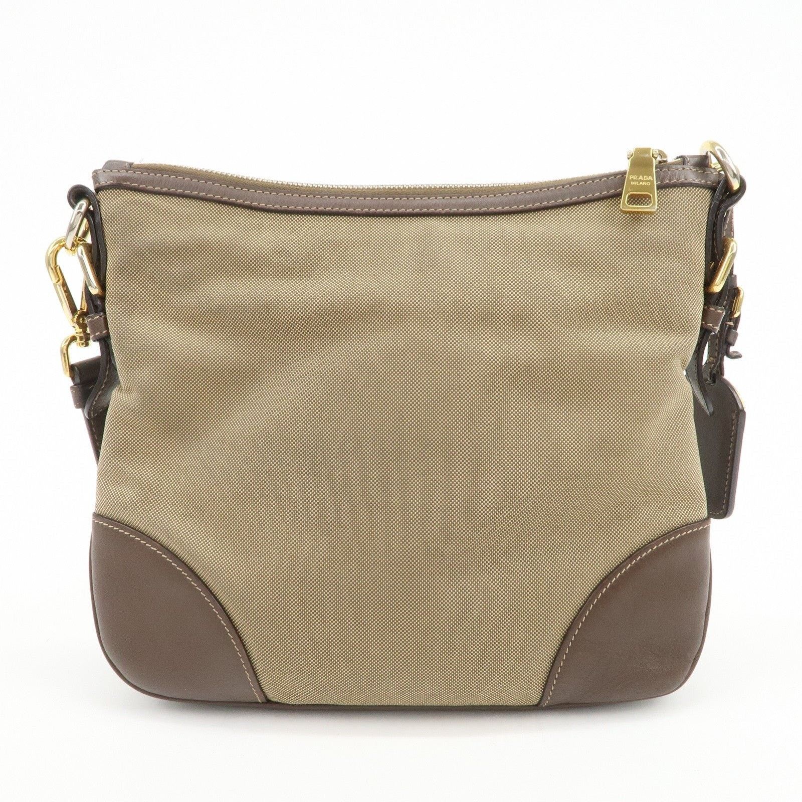 Prada Prada Logo Jacquard Leather Shoulder Bag Tan Size ONE SIZE - 2 Thumbnail