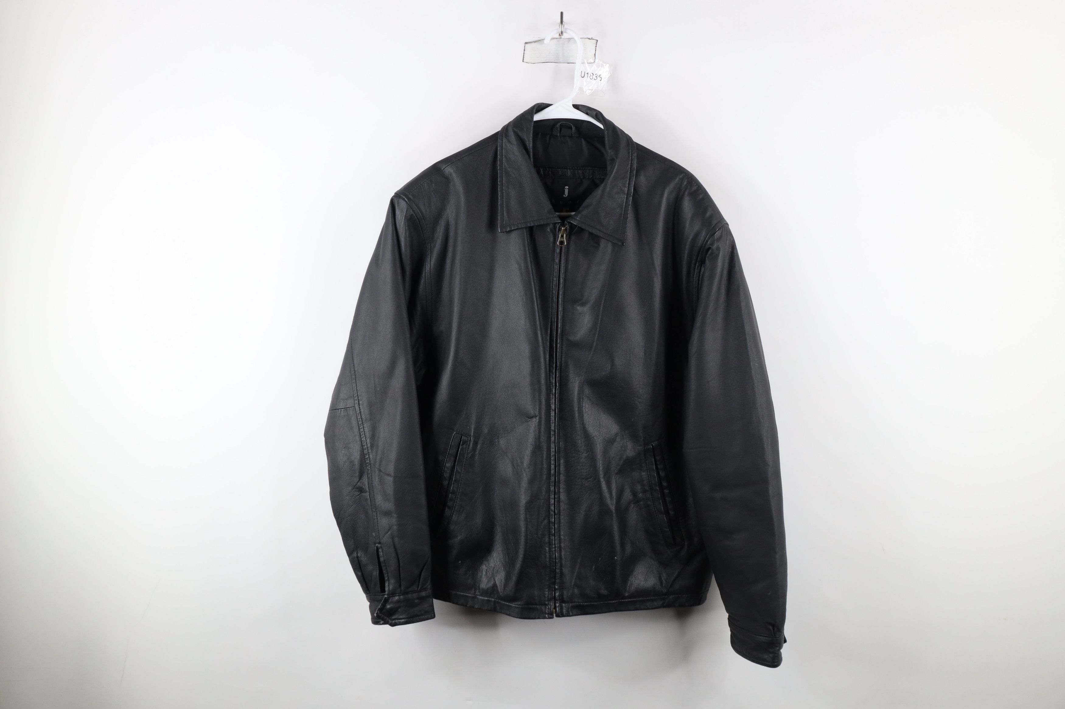 Vintage Vintage 90s Streetwear Full Zip Leather Bomber Jacket Black Size US M / EU 48-50 / 2 - 1 Thumbnail