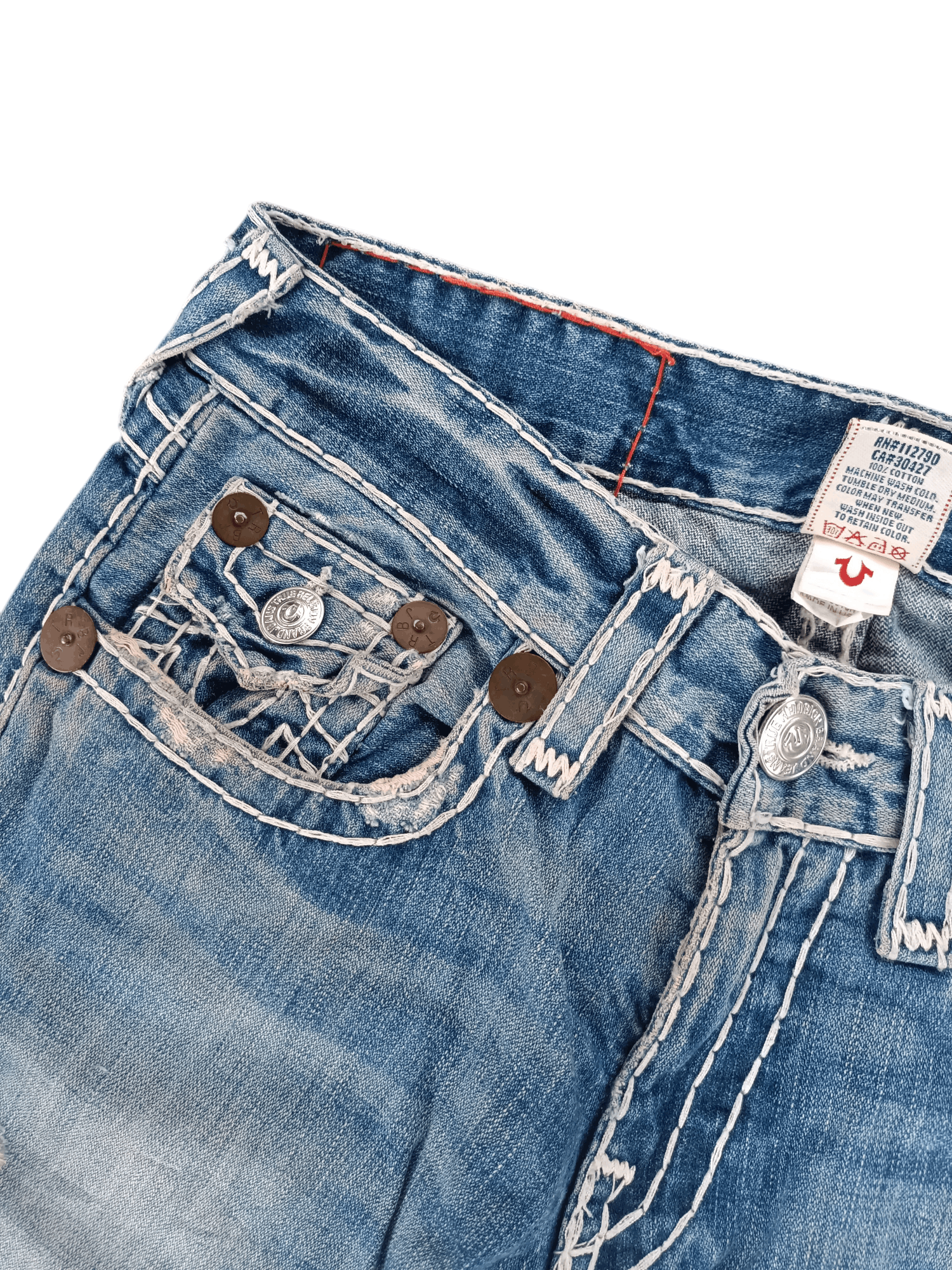 True Religion × Vintage True Religion ひ Joey Super T Distressed Baggy Flare Y2K Size US 32 / EU 48 - 9 Thumbnail