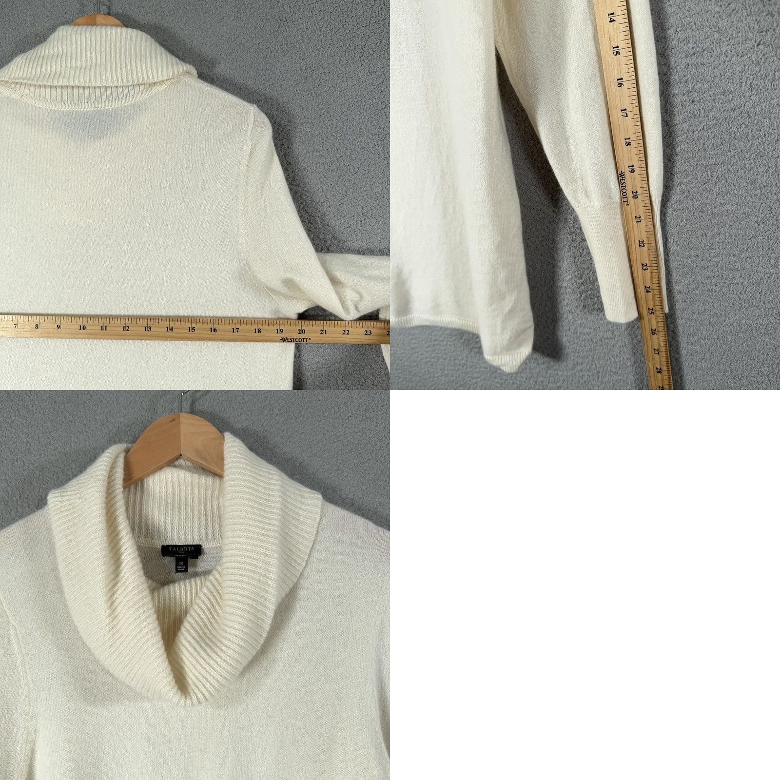 Talbots VINTAGE? No. Talbots White 100% Cashmere Tunic Sweater Womens 1X Cowl Neck Raglan Lightweight Shirt Ladies Plus Size 1X Womens Size XL / US 12-14 / IT 48-50 - 8 Thumbnail