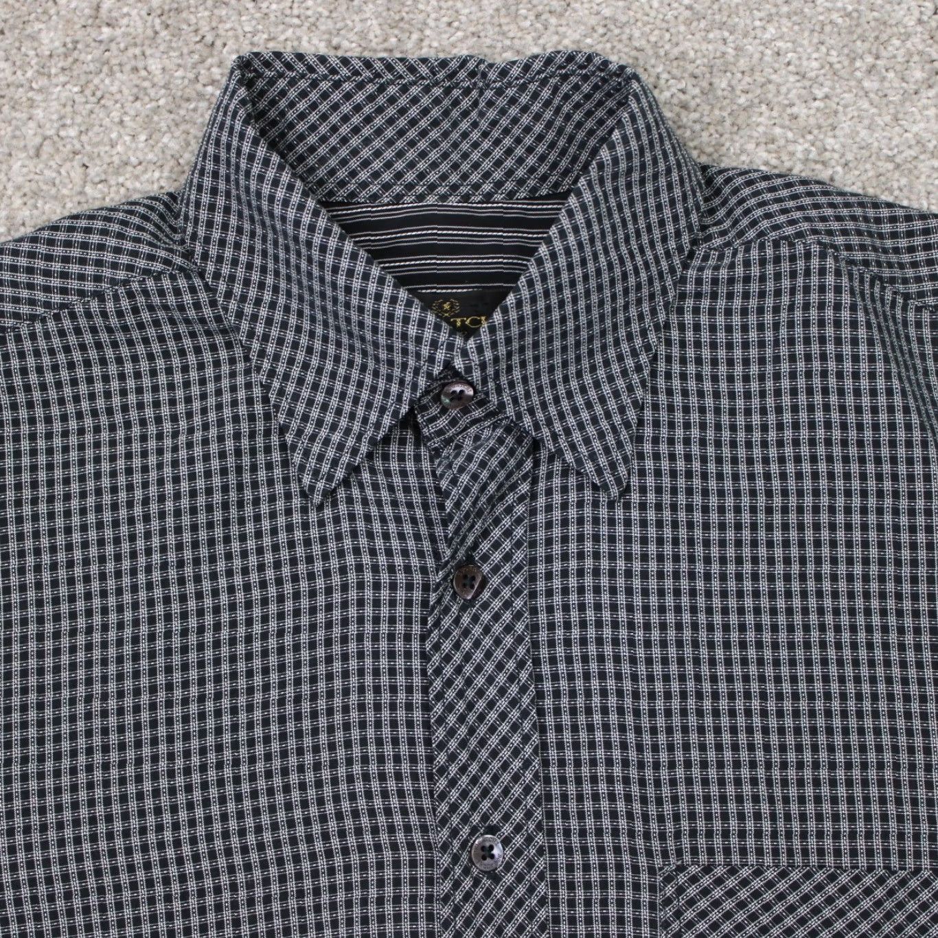 BUGATCHI Bugatchi Uomo Shirt Mens Medium Black/Gray Check Long Sleeve Button Down Size US M / EU 48-50 / 2 - 4 Thumbnail