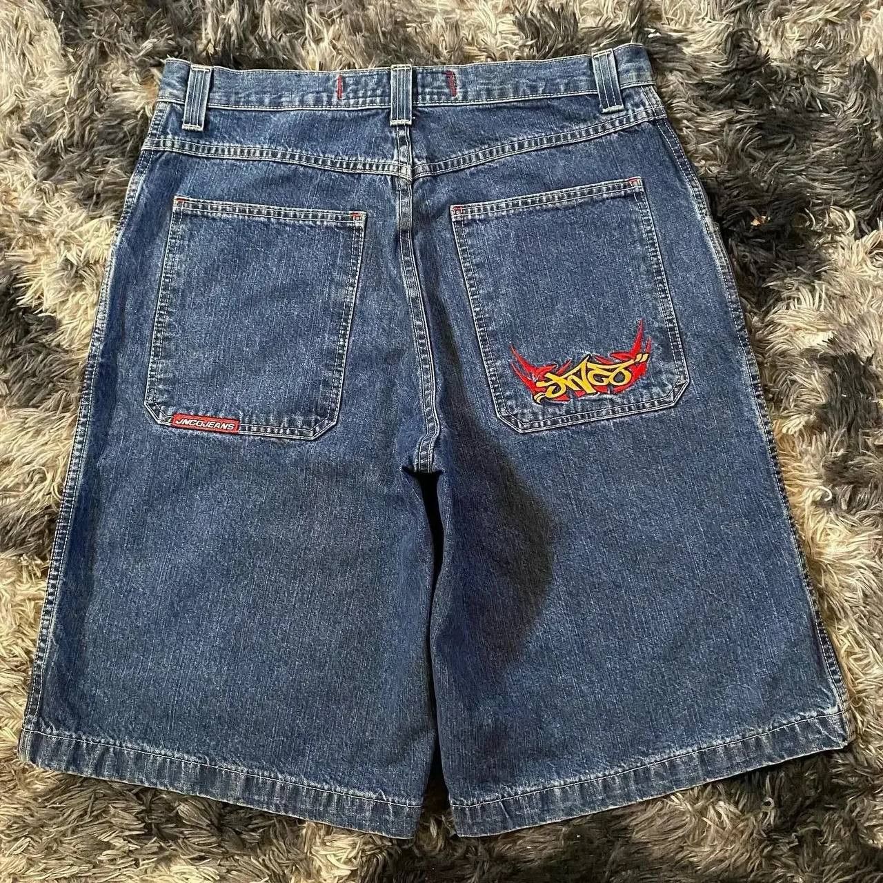 Japanese Brand × Vintage retro embroidered denim shorts Size US 34 / EU 50 - 1 Thumbnail