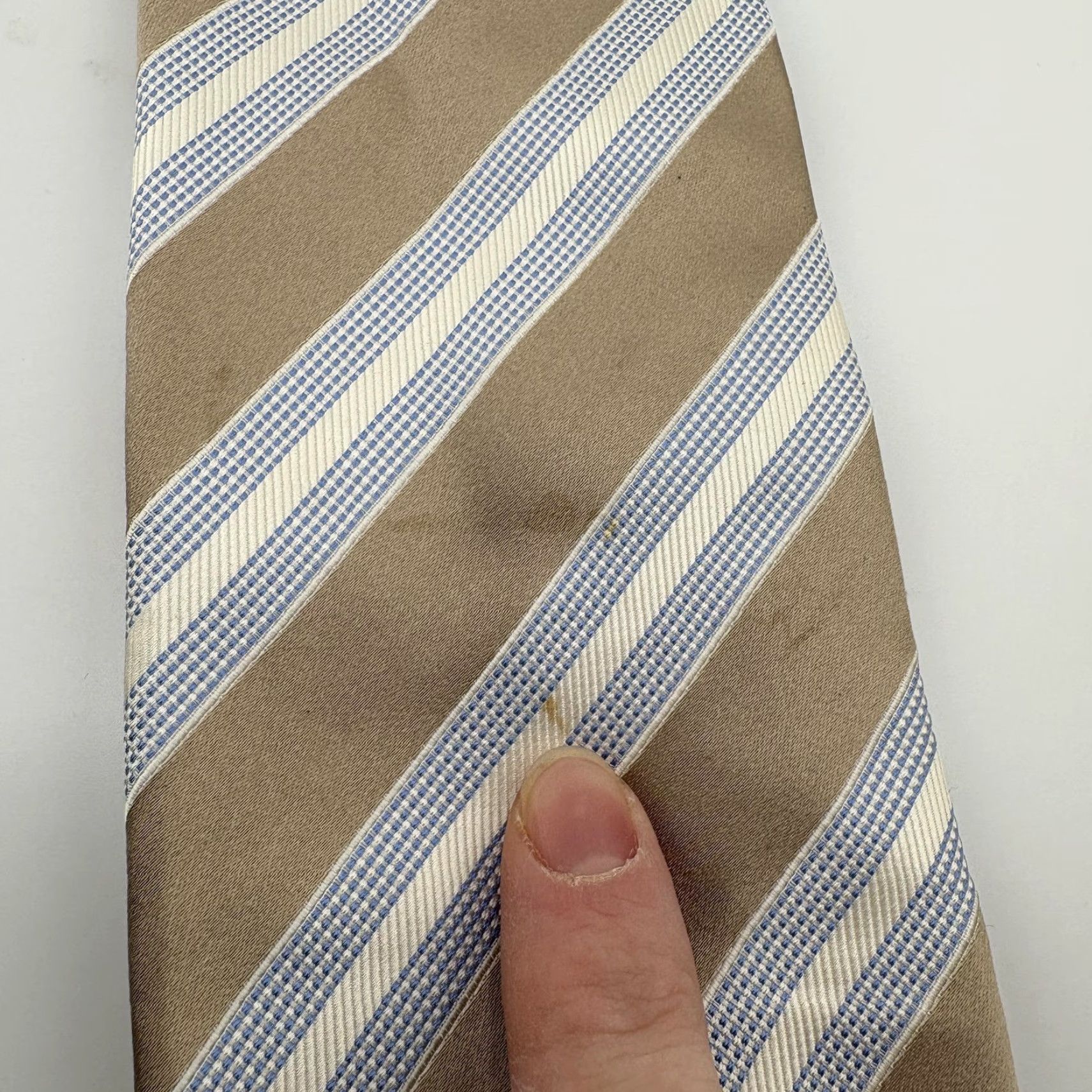 Vintage Donald J Trump Signature Collection Tie Mens One Size Tan Blue Stripe Silk Size ONE SIZE - 5 Thumbnail