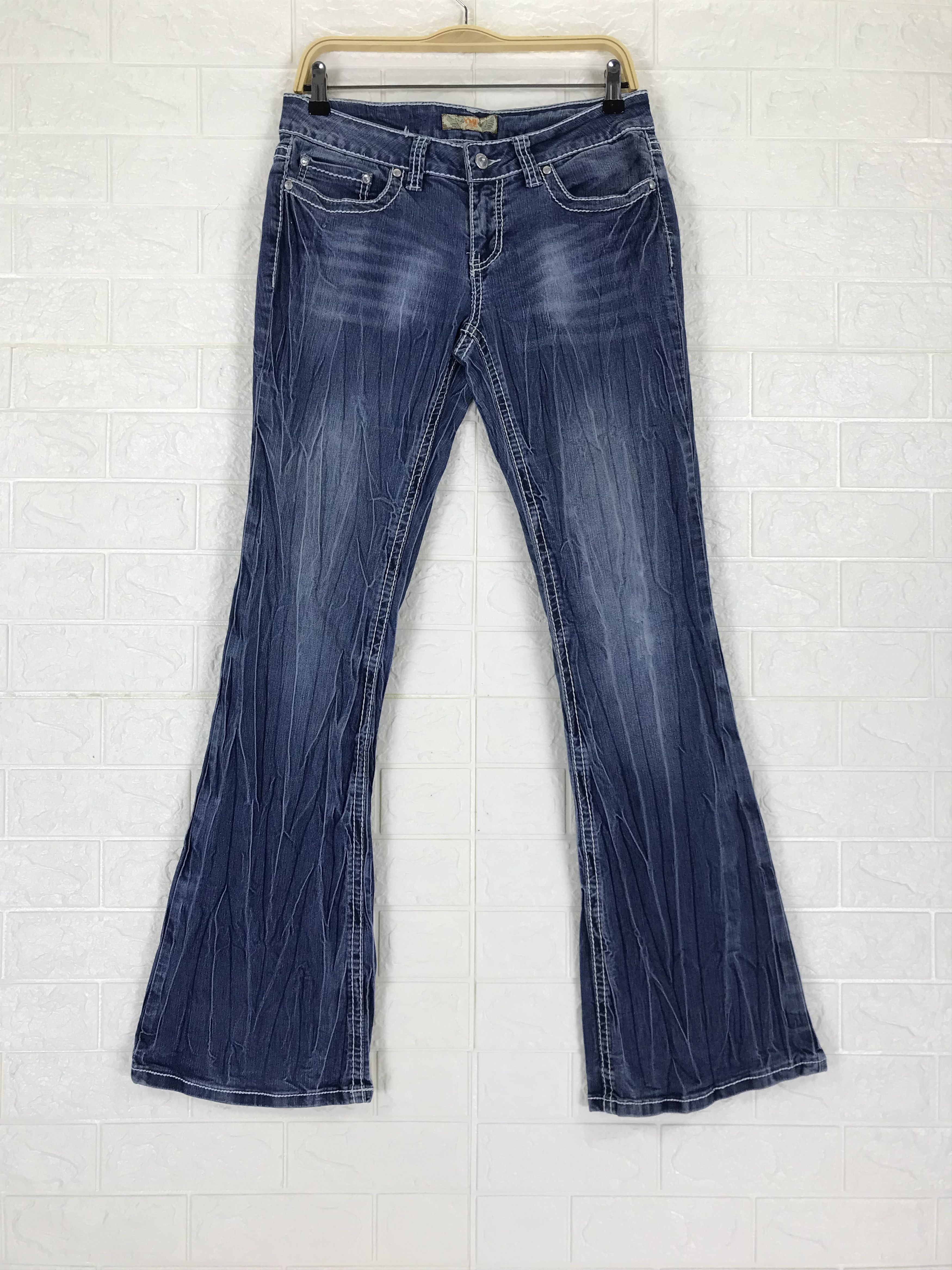 If Six Was Nine Vintage Japanese Super Flare Jeans Blue Washed Denim Size 30" / US 8 / IT 44 - 1 Thumbnail