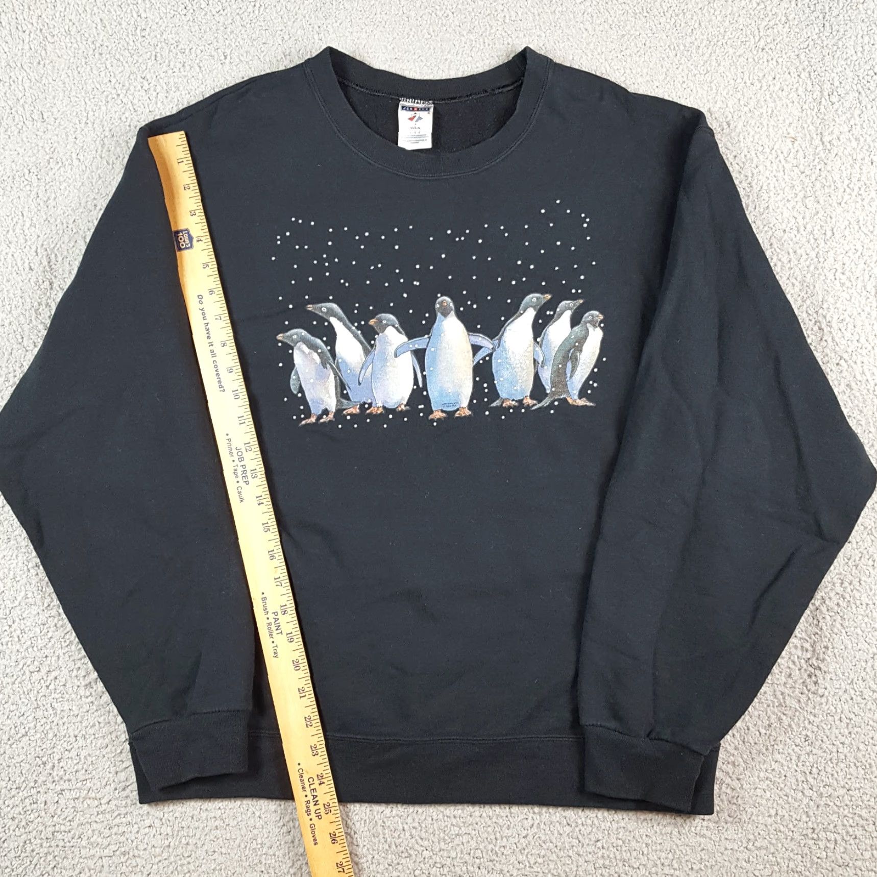 Jerzees VINTAGE Jerzees Sweatshirt Pullover Crewneck Fleece Christmas Snowing Penguins Black L Men Size L Size US L / EU 52-54 / 3 - 8 Thumbnail