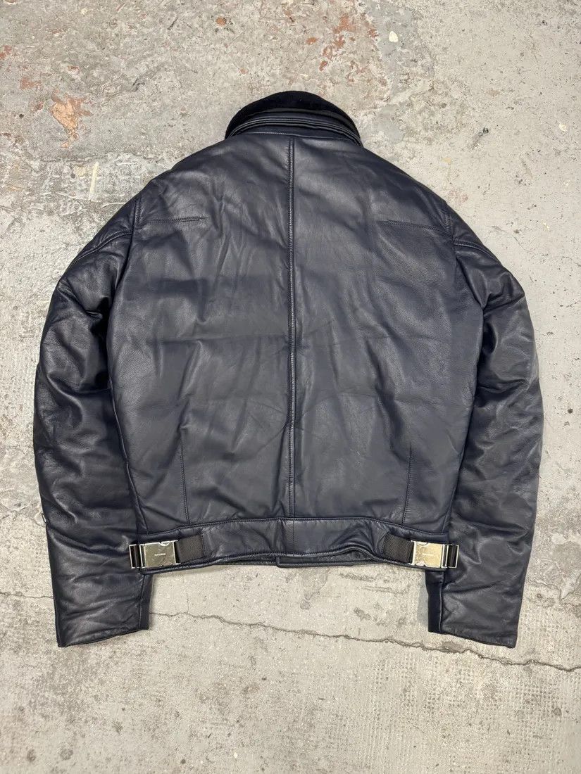 Designer × Dior × Vintage FW2013 Dior Navy Asymmetrical Lambskin Leather Bomber Jacket by Kris Van Assche Size US M / EU 48-50 / 2 - 2 Thumbnail