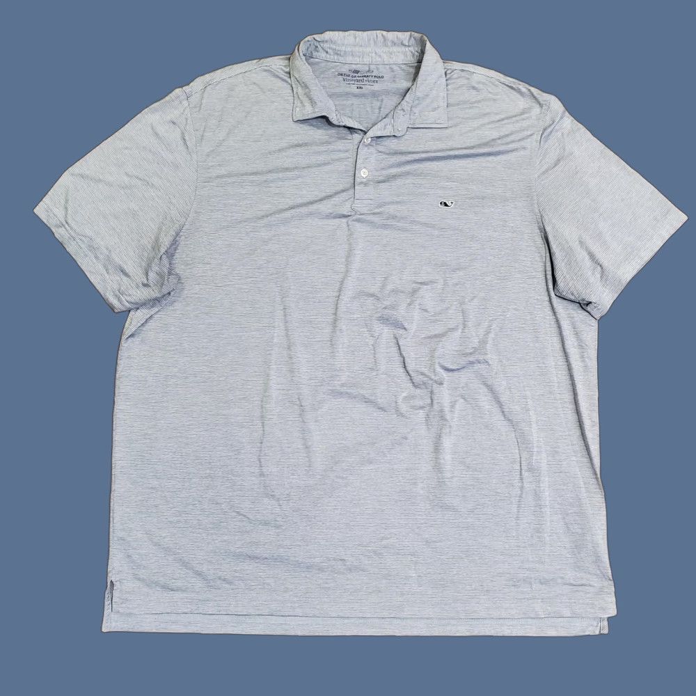 Vineyard Vines Vineyard Vines Polo Shirt Mens 2XL Gray Striped OTG Sankaty Golf Performance Shirt Size US XXL / EU 58 / 5 - 1 Thumbnail