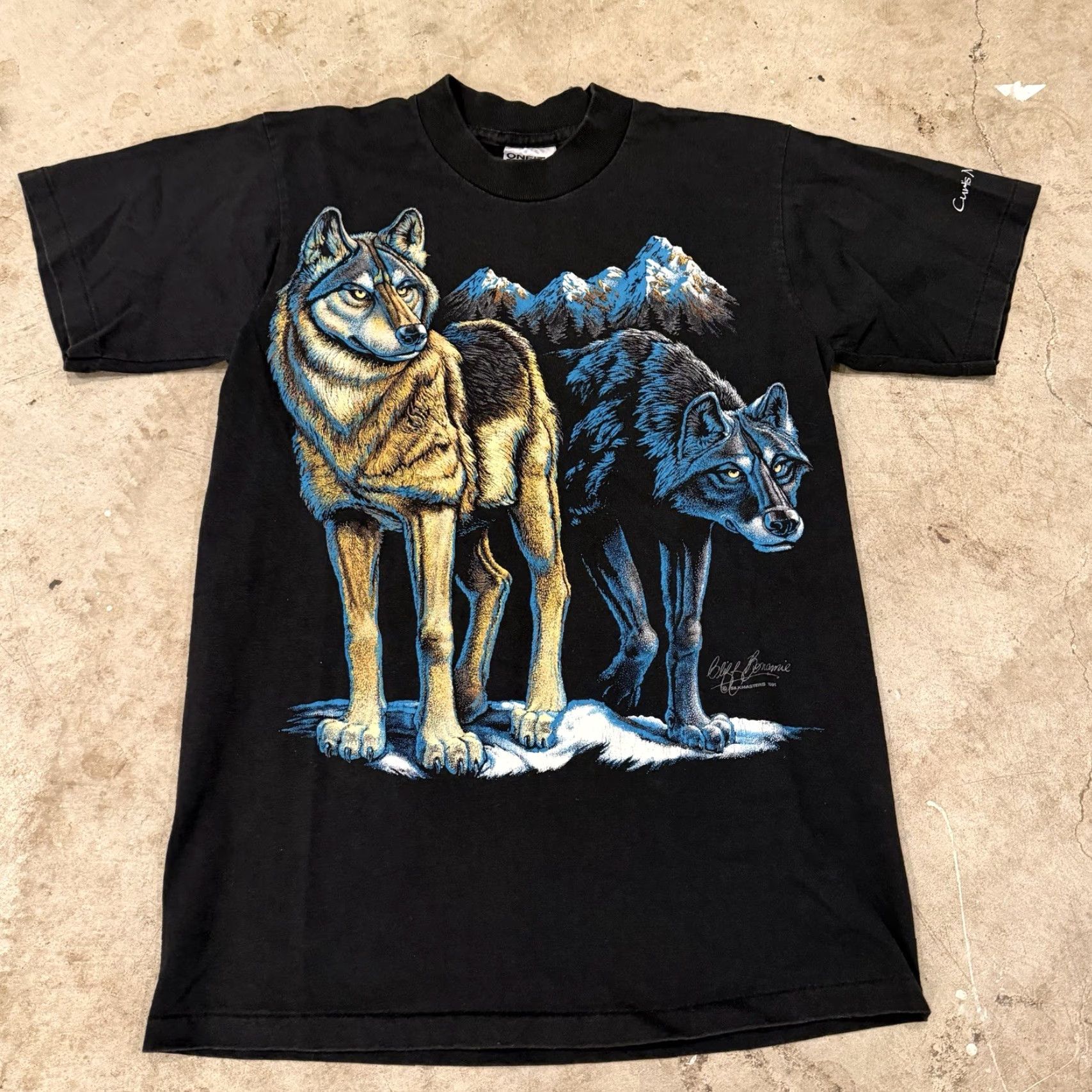 Vintage VINTAGE Timberwolf Wolfs Alaska T Shirt Medium Oneita Single Stitch Men Black Short Sleeve Wolf Animals VTG M Mens Size US M / EU 48-50 / 2 - 2 Thumbnail