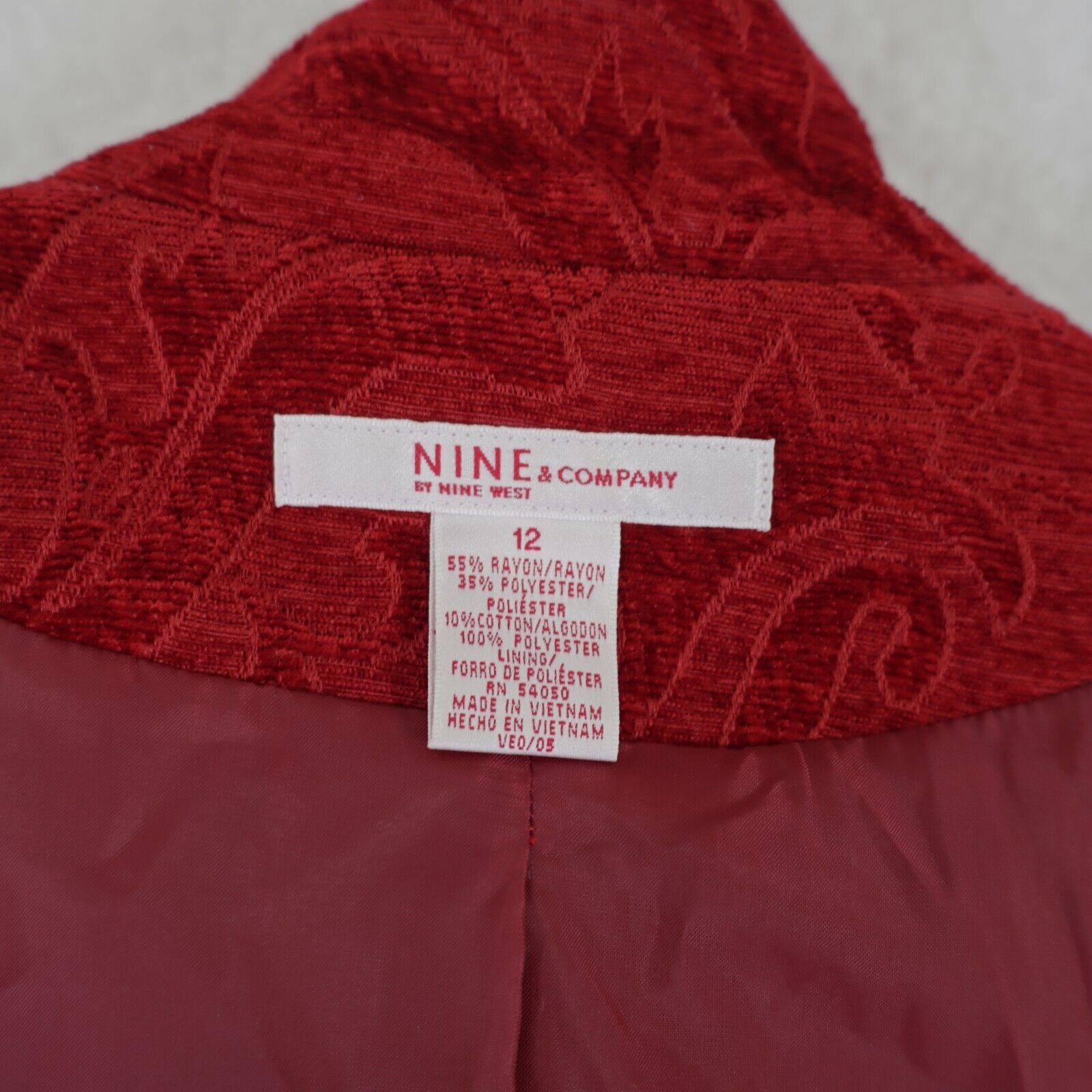 Nine West Nine West Nine & Company Red Floral Felt Blazer Size 12 Rayo Size XL / US 12-14 / IT 48-50 - 8 Thumbnail