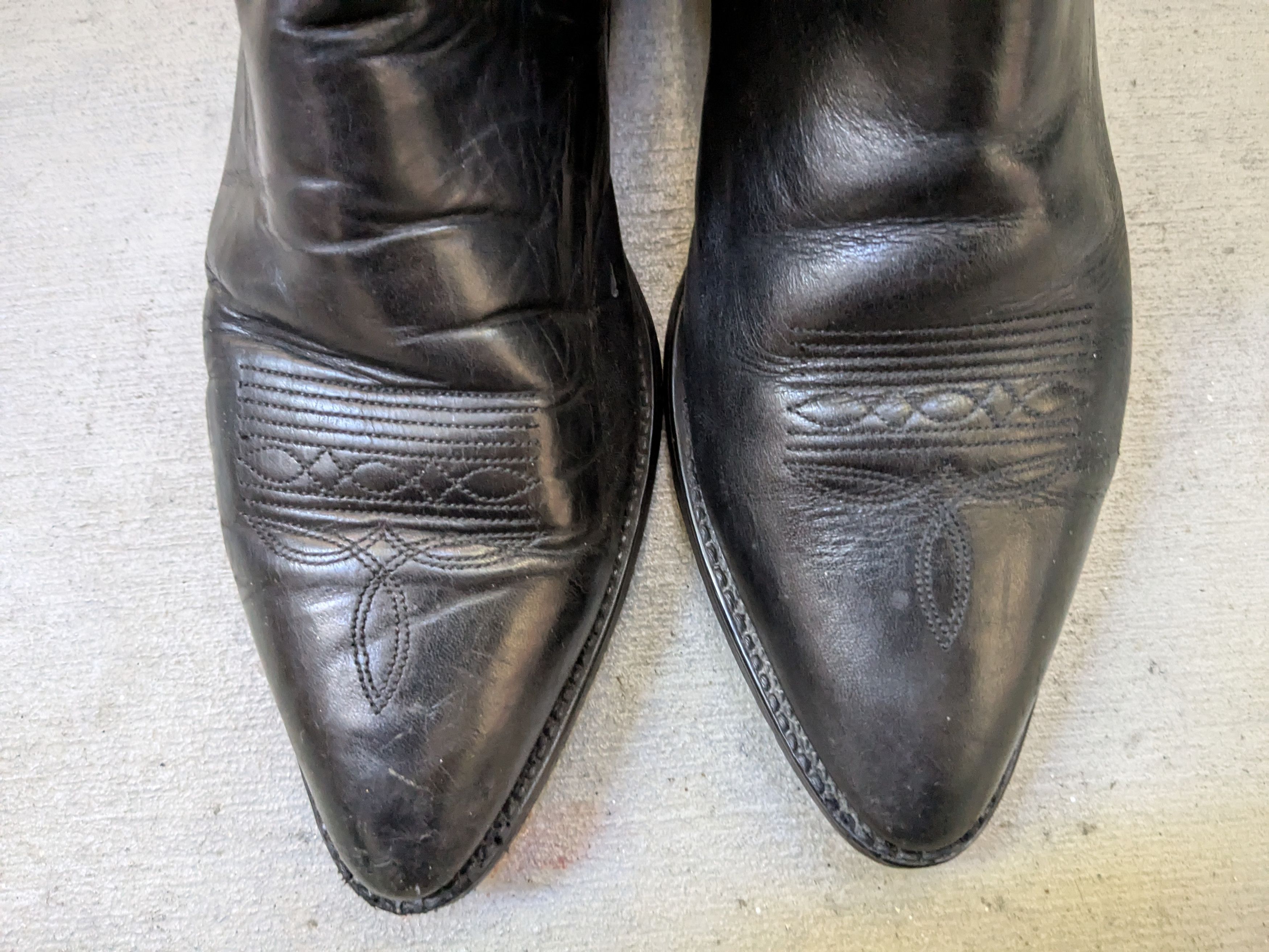 Genuine Leather Vintage Code West Cowboy Boots 10.5 Black Leather USA Size US 10.5 / EU 43-44 - 3 Thumbnail