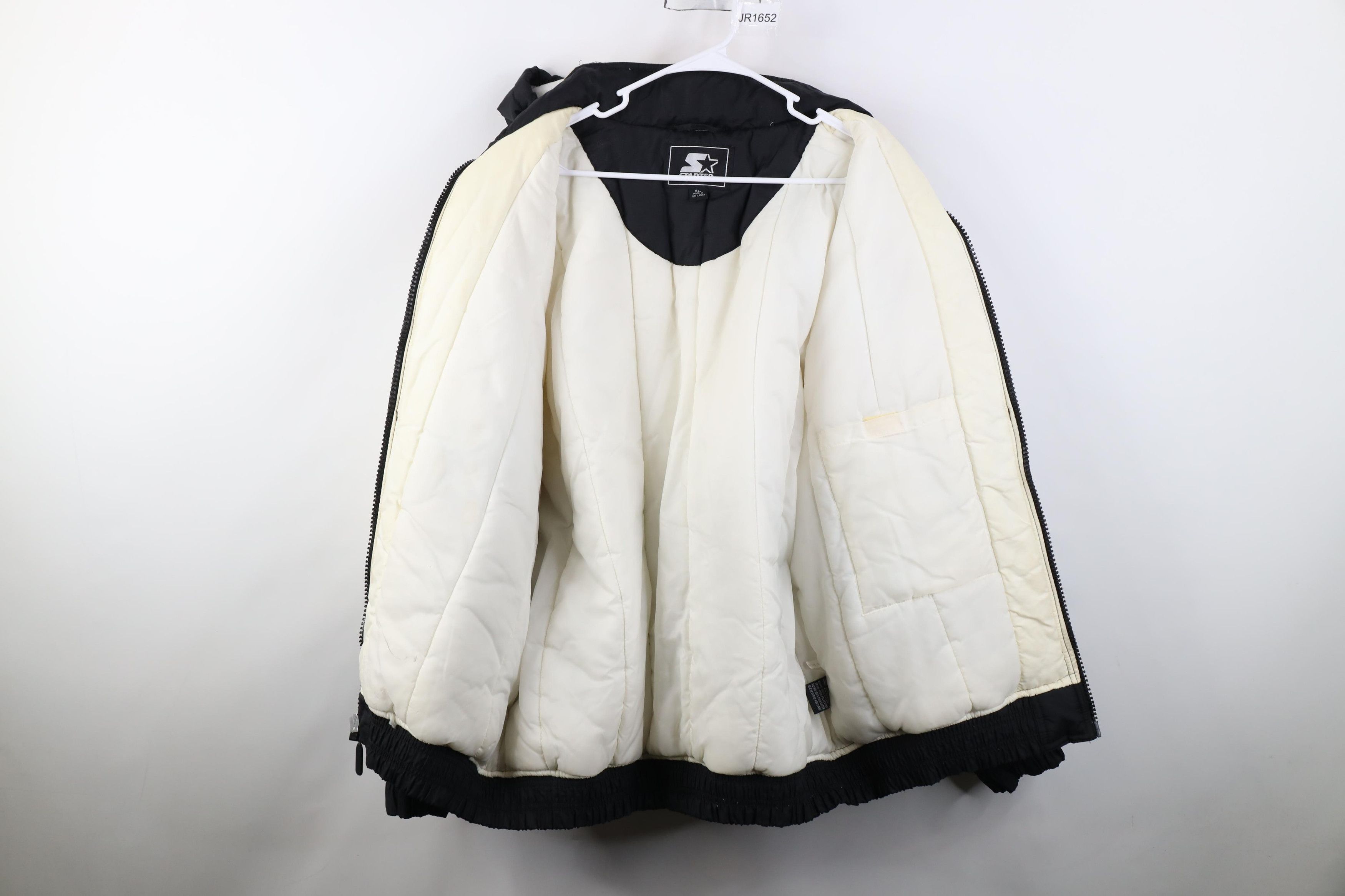 Starter Vintage 90s Starter Raiders Hooded Puffer Jacket Black Size US XL / EU 56 / 4 - 12 Thumbnail