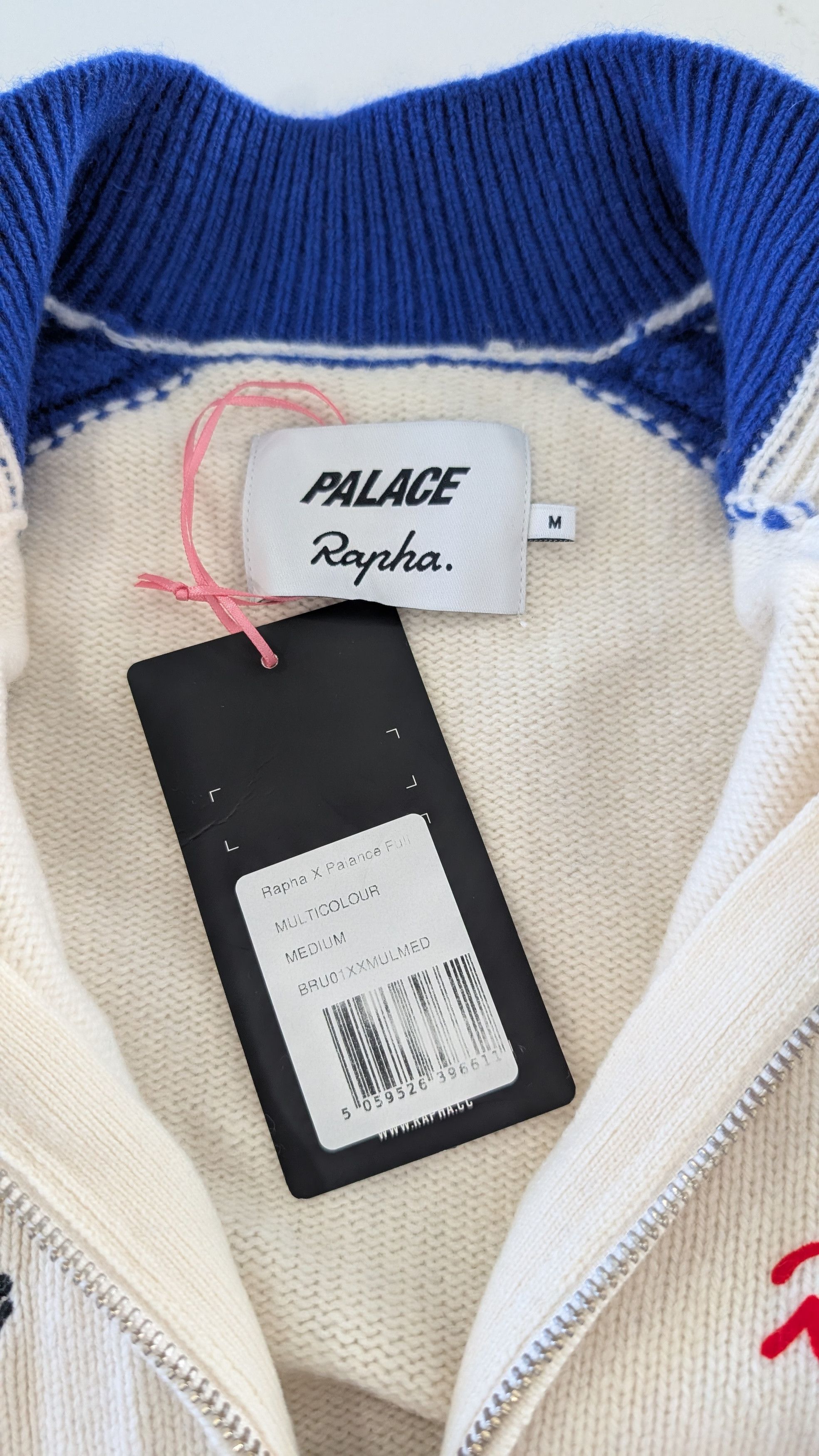 Palace × Rapha Palace Rapha Zip Knit Sweater White Ivory Size M Size US M / EU 48-50 / 2 - 5 Thumbnail