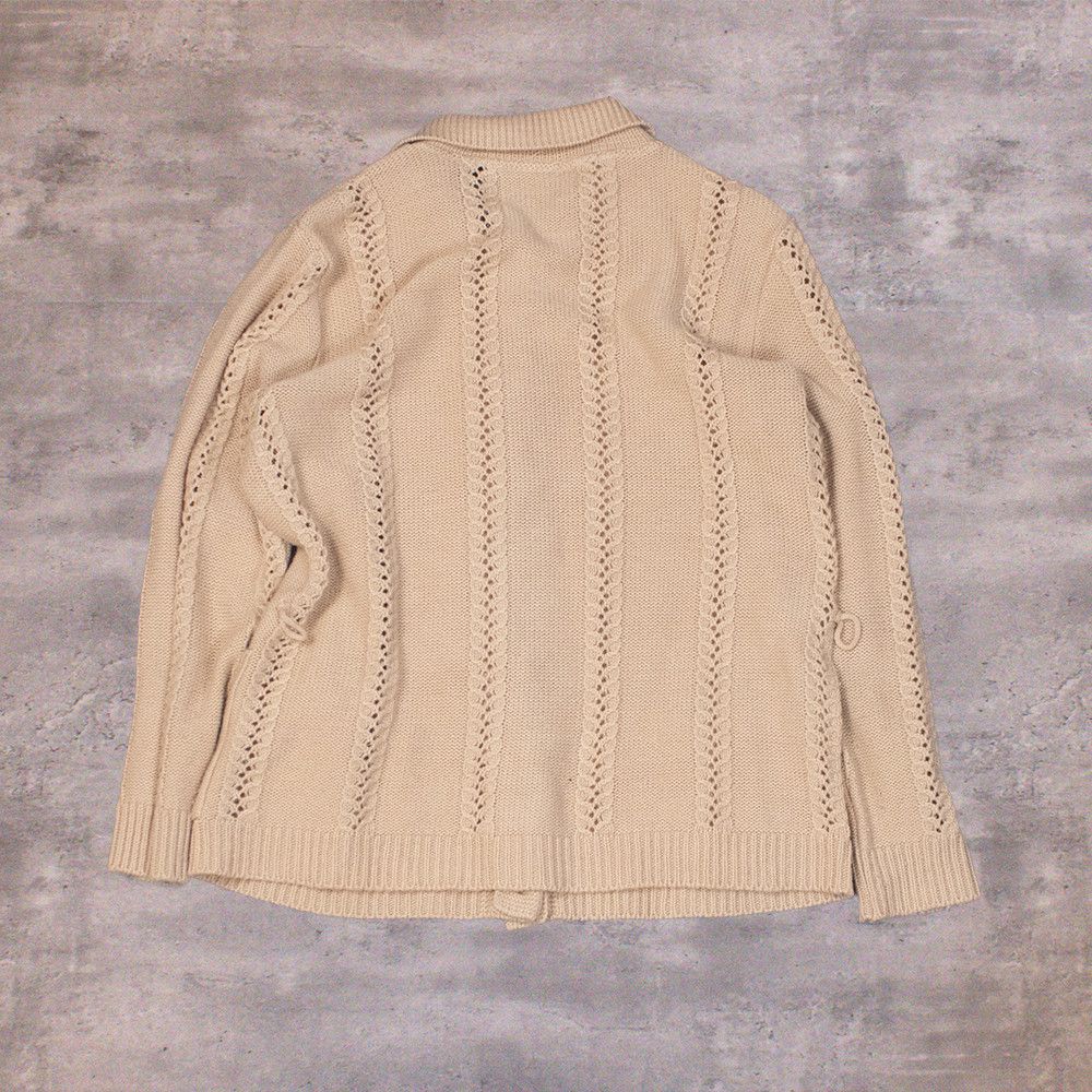 Vintage Vintage 1980's Cable Knit Collared Cardigan Cream Sweater Size US M / EU 48-50 / 2 - 2 Thumbnail