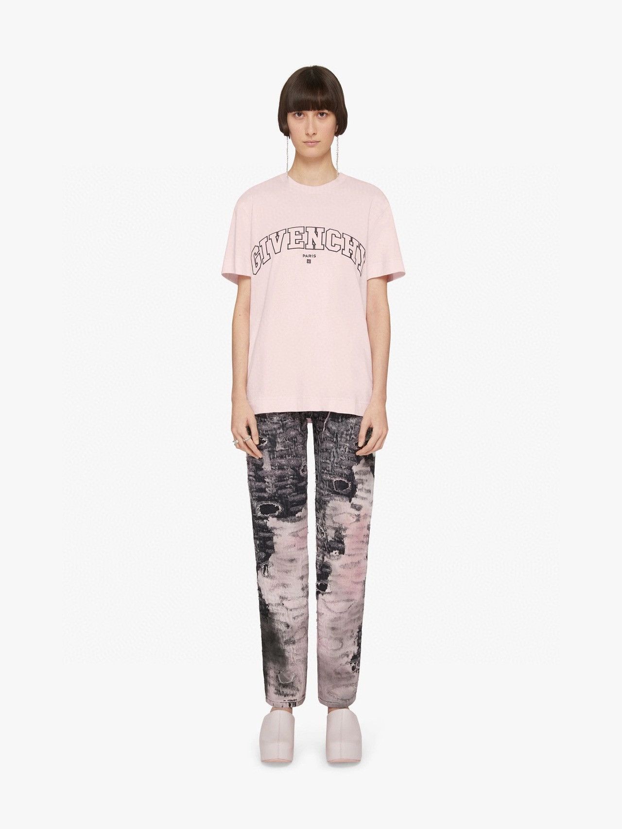 Givenchy Pink Embroidered College Logo Oversized T-Shirt Size US M / EU 48-50 / 2 - 5 Thumbnail