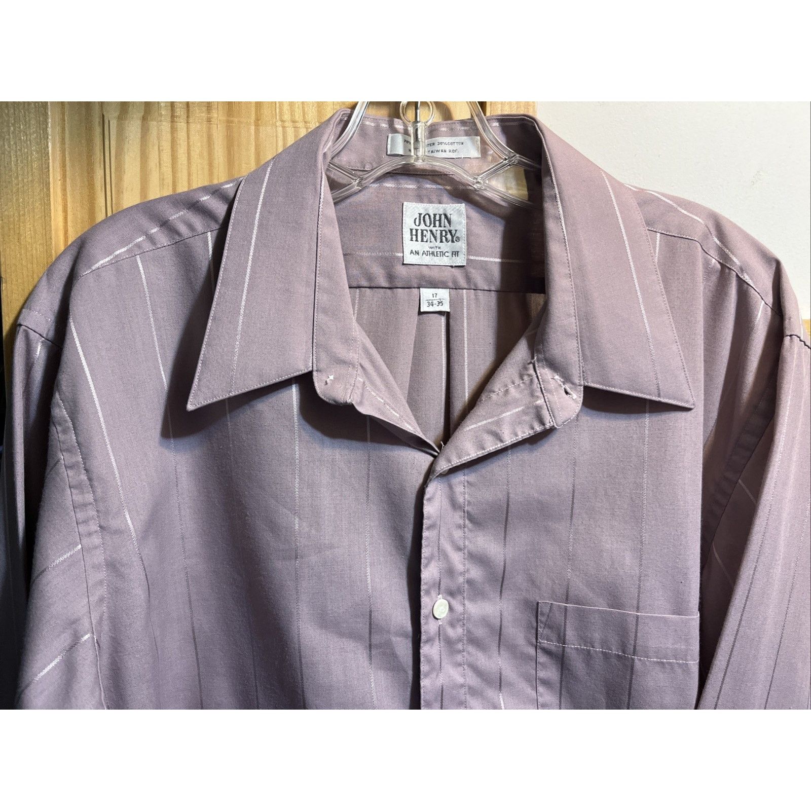 John Henry John Henry Vintage Button Shirt Men's 17 34-35 Purple Stripe Size US XL / EU 56 / 4 - 5 Thumbnail