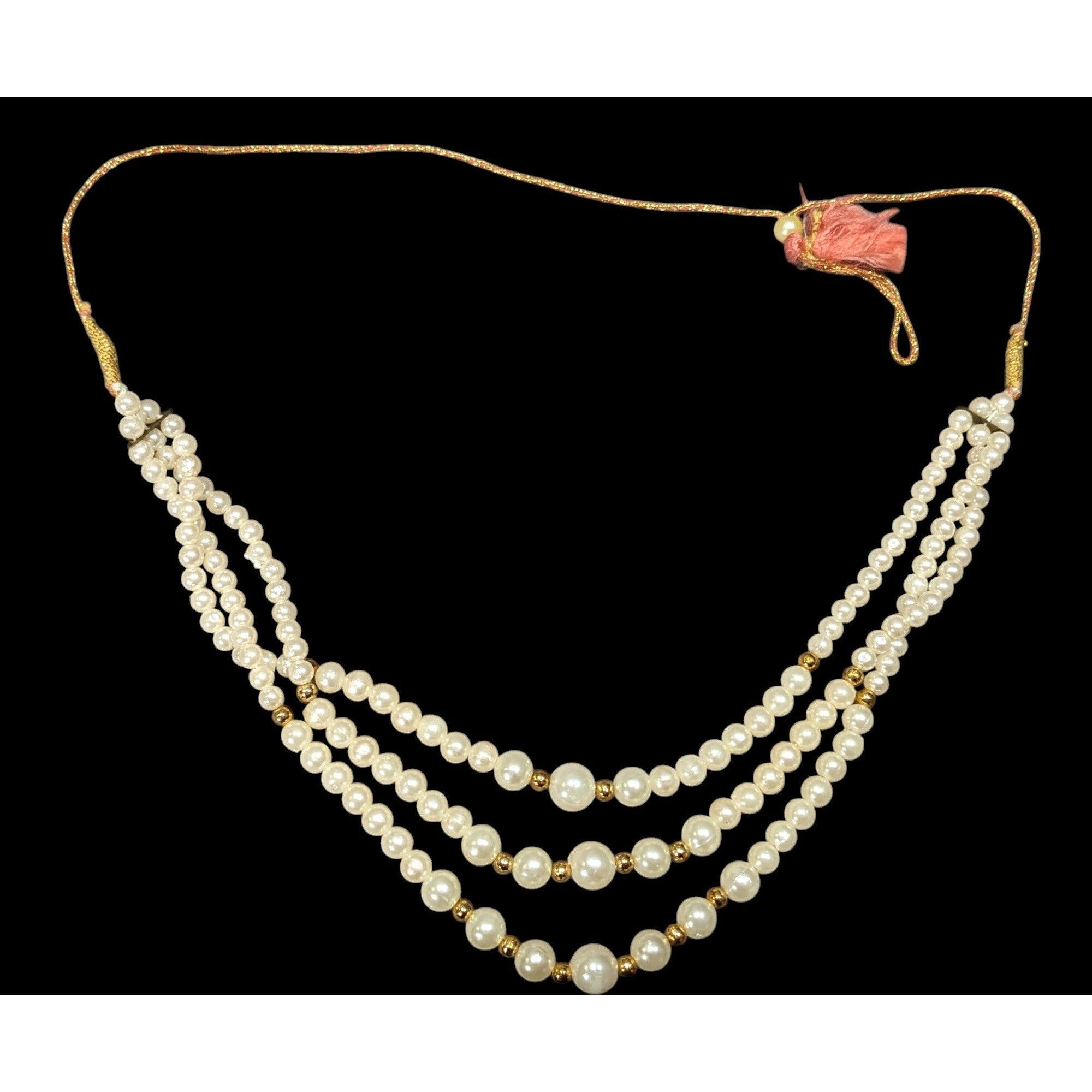 Other Indian Layered Faux Pearl Necklace With Gold Tone Accents Size ONE SIZE - 1 Thumbnail