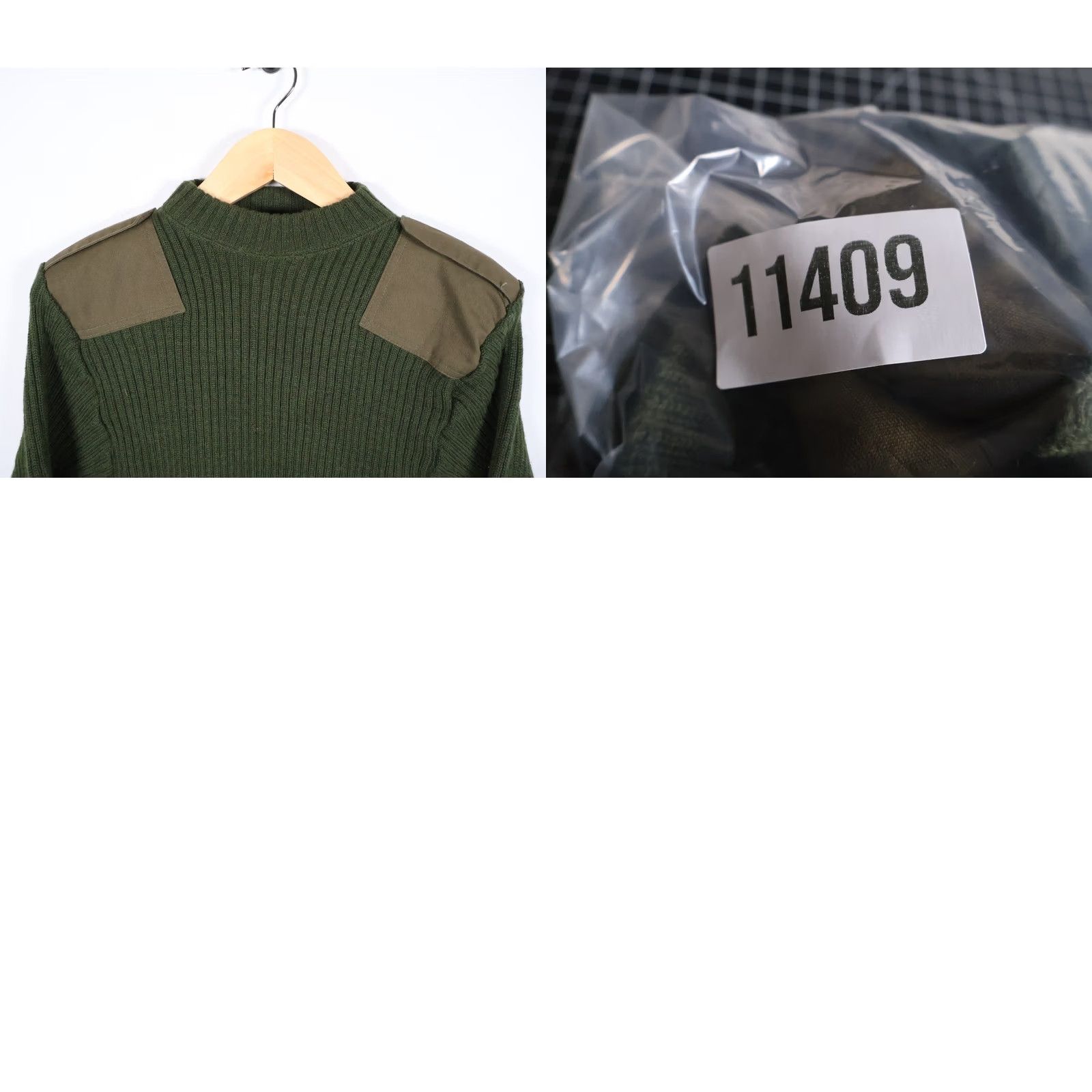 Commando US Army Sweatwear Wool Pullover Sweater Long Sleeve Crew Neck Slim Epaulets Green Large 42 Men's Size US L / EU 52-54 / 3 - 9 Thumbnail