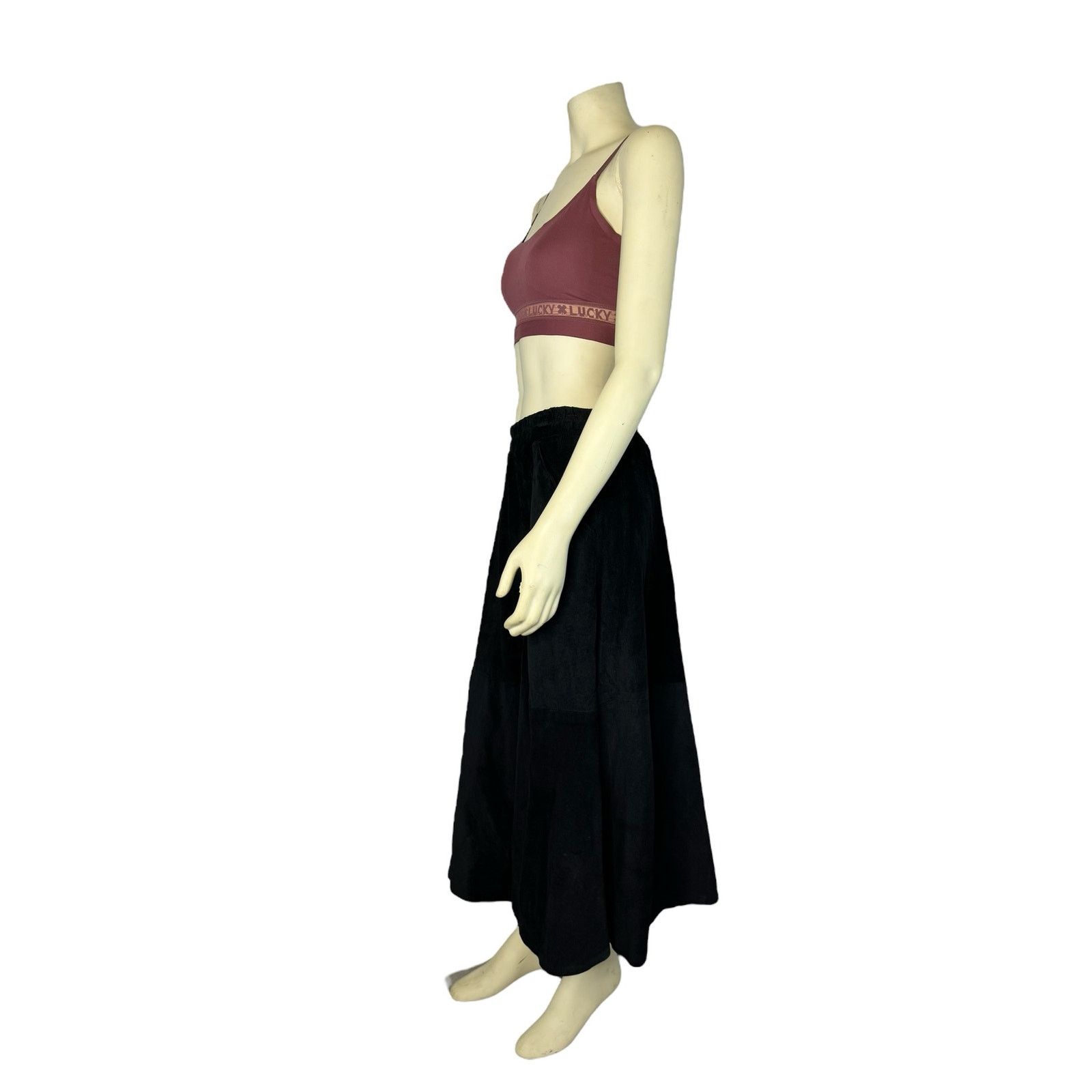 VTG Saks Fifth Avenue Patchwork Suede leather maxi Skirt L