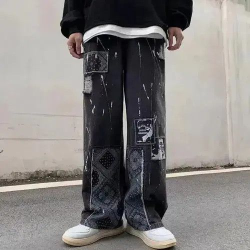 Japanese Brand × Jean Bandana Patchwork Straight Leg Baggy Jeans Size US 30 / EU 46 - 2 Thumbnail