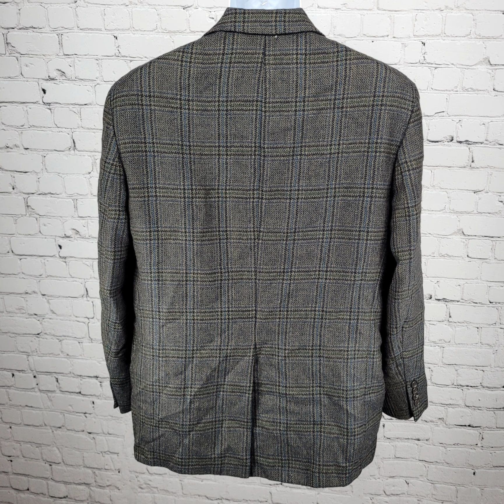 Chaps Chaps Ralph Lauren Blue 100% Wool 2 Button Vented Notch Blazer Sport Coat 40S Jacket Single-Breasted Wool Check Mens Size 40R - 2 Thumbnail