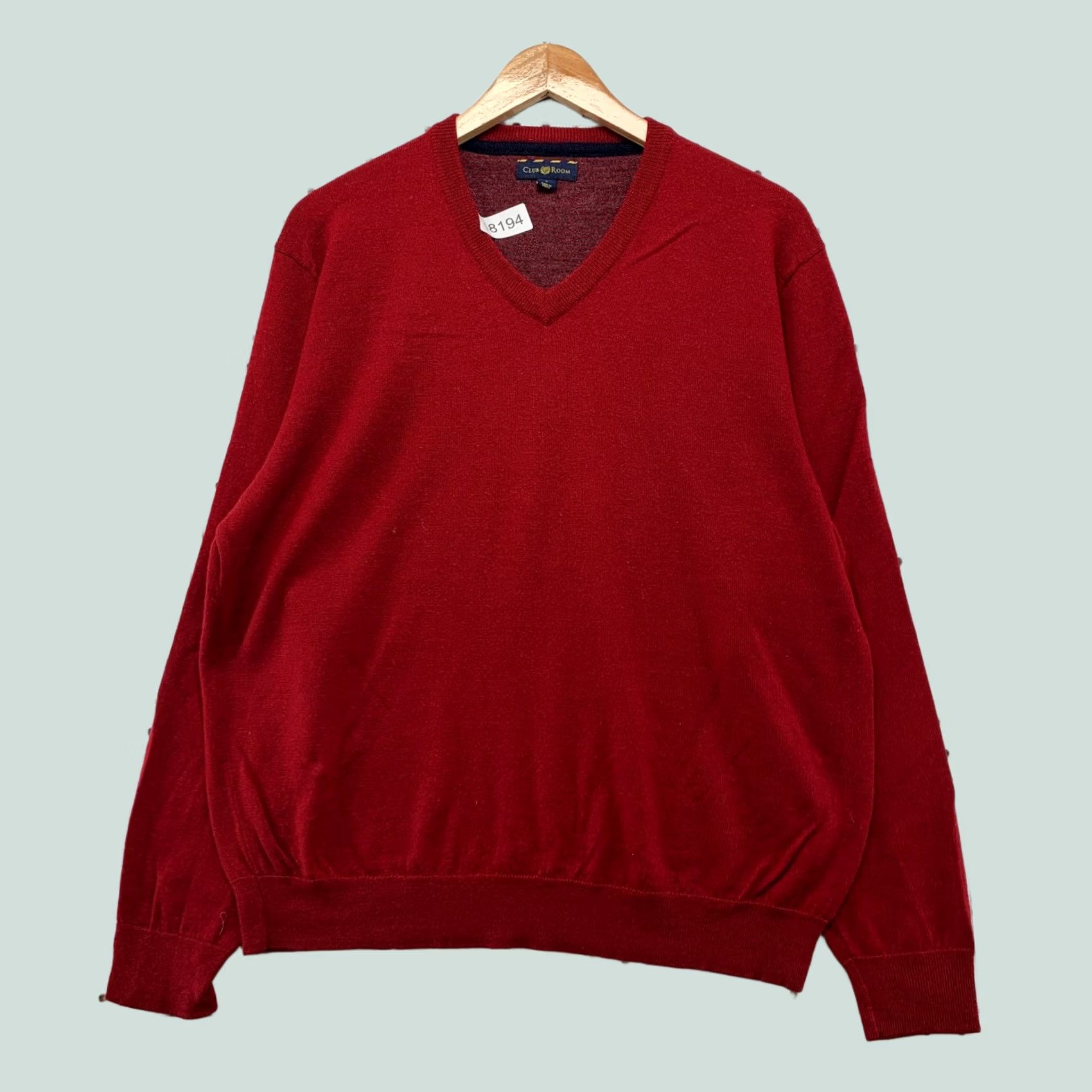 Club Room Club Room Merino Wool Sweater Mens Large Red V Neck Lightweight Preppy Work Size US L / EU 52-54 / 3 - 1 Thumbnail