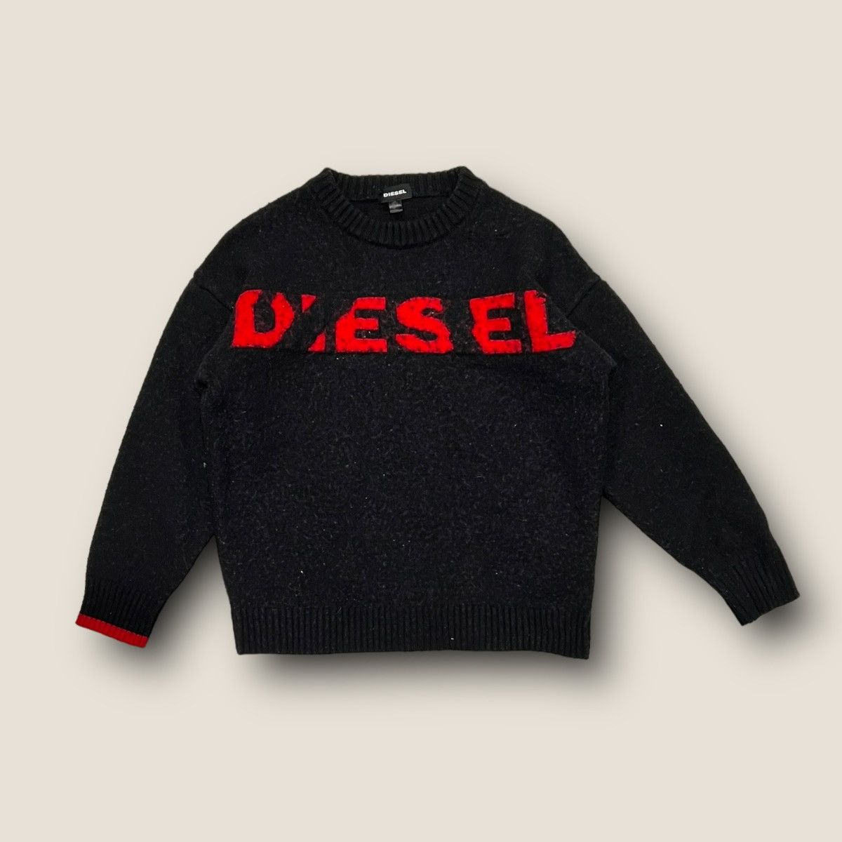 Diesel Diesel Wool Crewneck Black & Red Cut Up Logo Sweater Size US S / EU 44-46 / 1 - 1 Thumbnail
