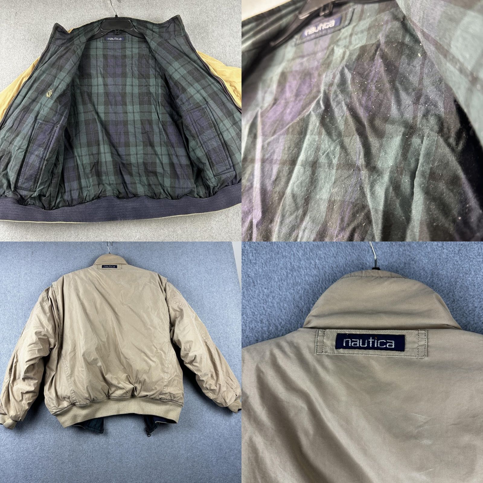 Nautica VINTAGE Nautica Jacket Mens M Khaki Reversible Bomber Blackwatch Plaid 90s Size US M / EU 48-50 / 2 - 8 Thumbnail