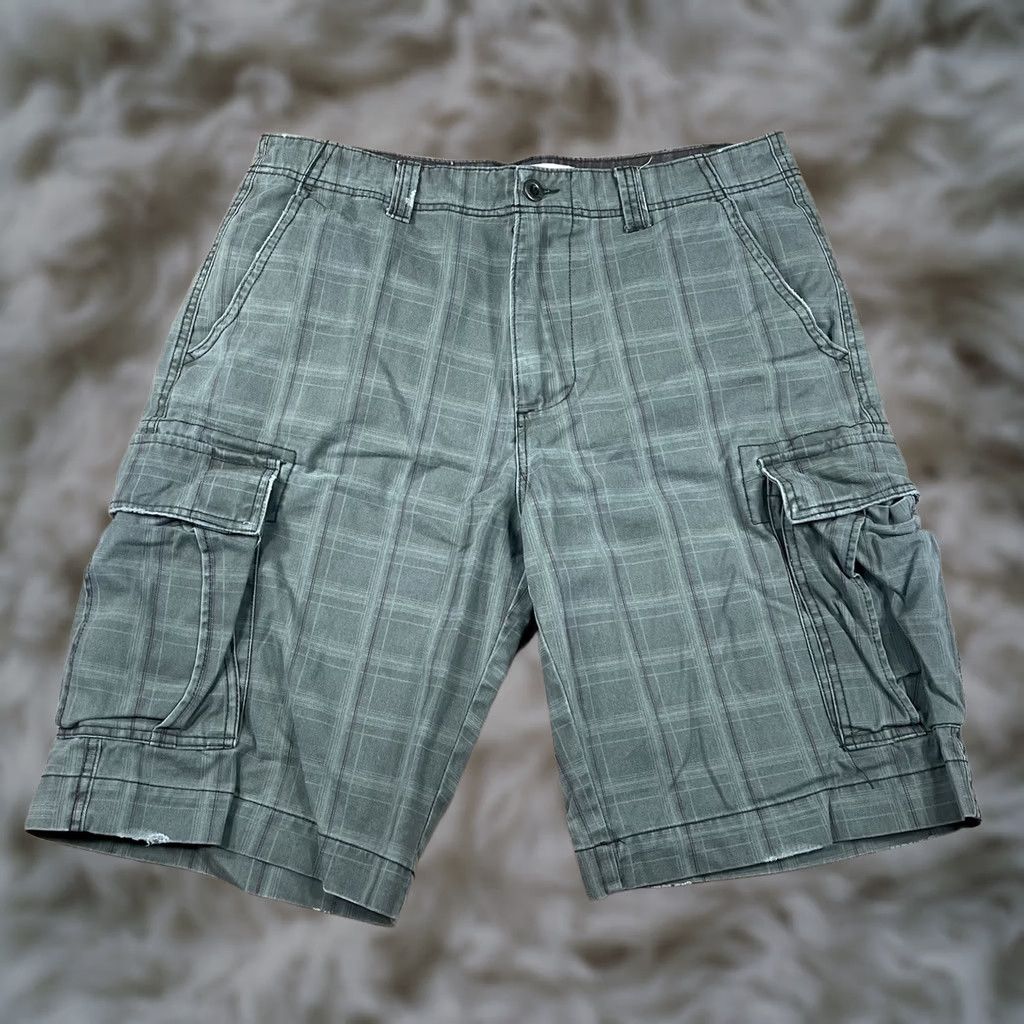 Iro Iron Khakis Cargo Utility Flat Front Pockets Shorts Mens 34 Gray Green Plaid - Good Condition Size US 34 / EU 50 - 1 Thumbnail