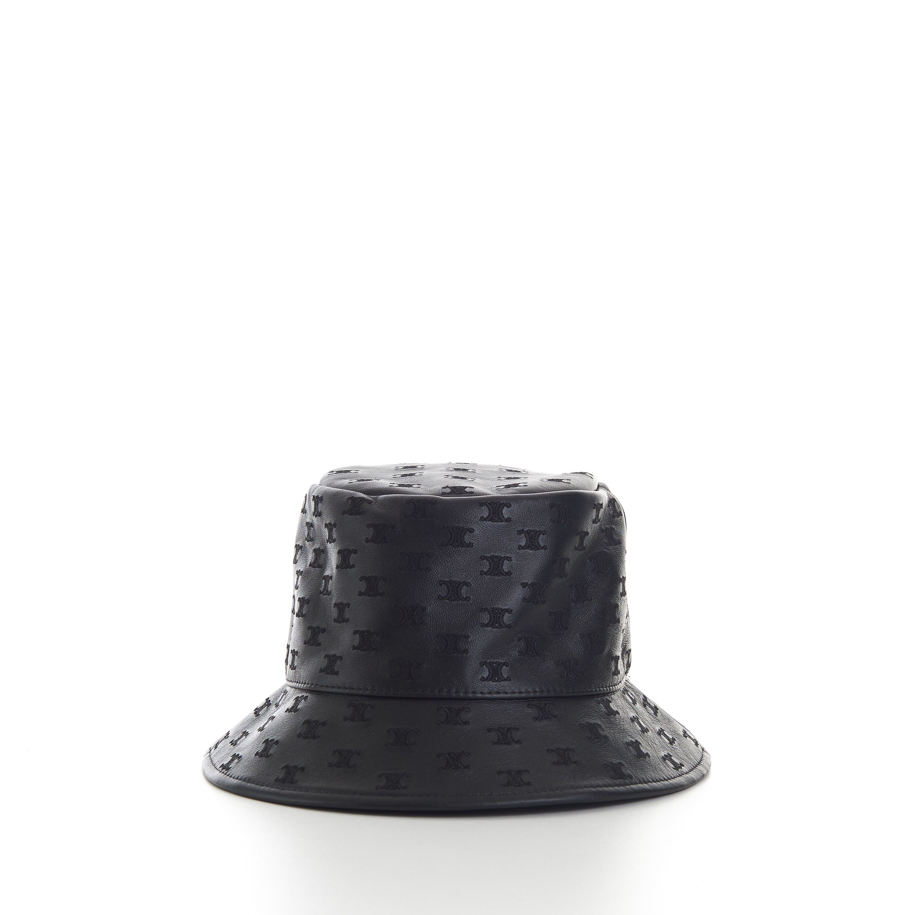 Celine Black Leather Bucket Hat - Mini Triomphe Embroidery Size ONE SIZE - 9 Thumbnail