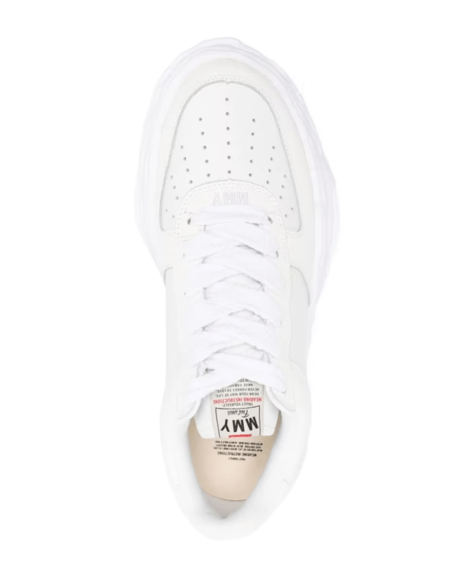 Maison MIHARA YASUHIRO o1mle0924 Leather Low-Top Sneakers in White Size US 5.5 / EU 38 - 4 Thumbnail