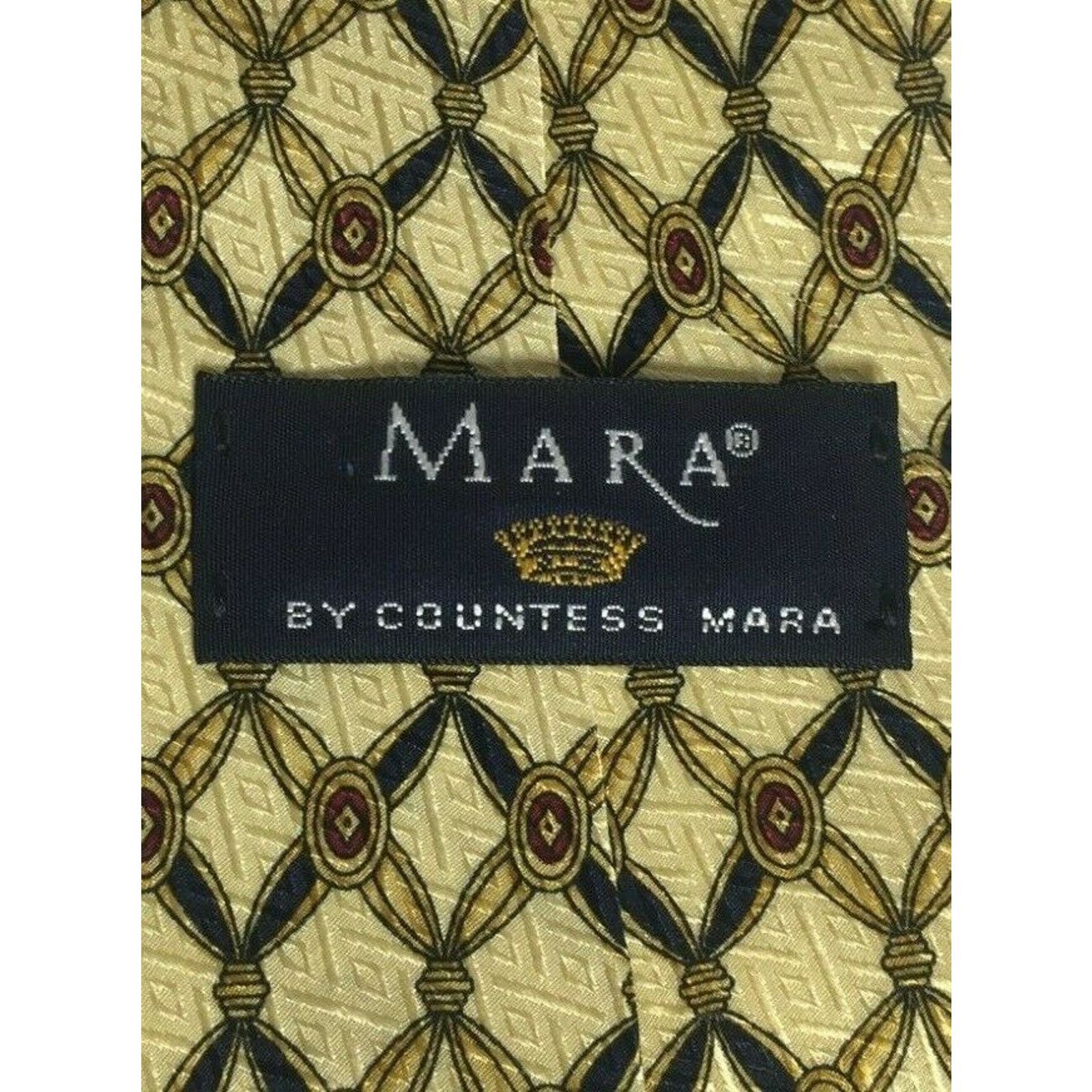 Countess Mara Countess Mara USA Yellow Geometric 100% Silk Necktie Tie Size ONE SIZE - 3 Thumbnail