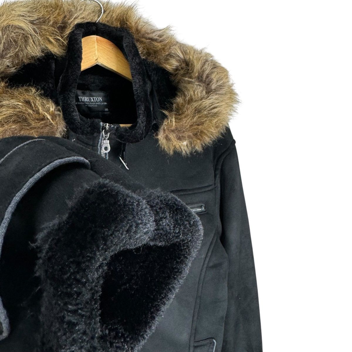 If Six Was Nine 🌟THRUXTON FUR HOODIE SYNTHETIC LEATHER JACKET Size M / US 6-8 / IT 42-44 - 4 Thumbnail