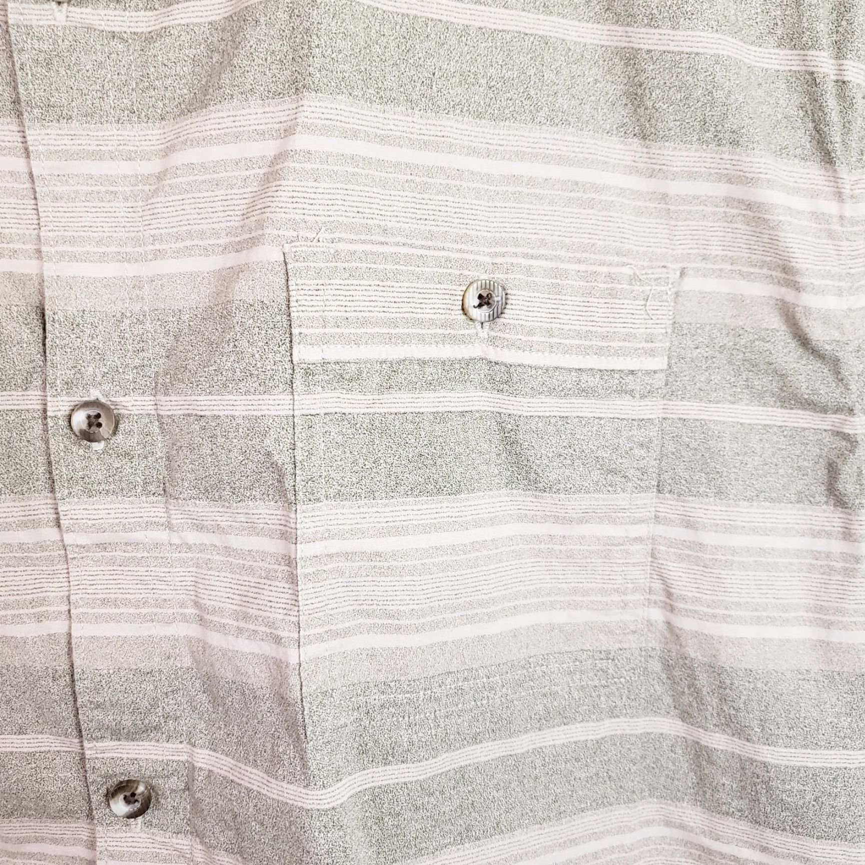 Vintage Voyager Button Shirt Men 2XL Green Beige Striped Short Sleeve Collared Button-Up Knit Stretch Regular Fit Mens Size US XXL / EU 58 / 5 - 5 Thumbnail
