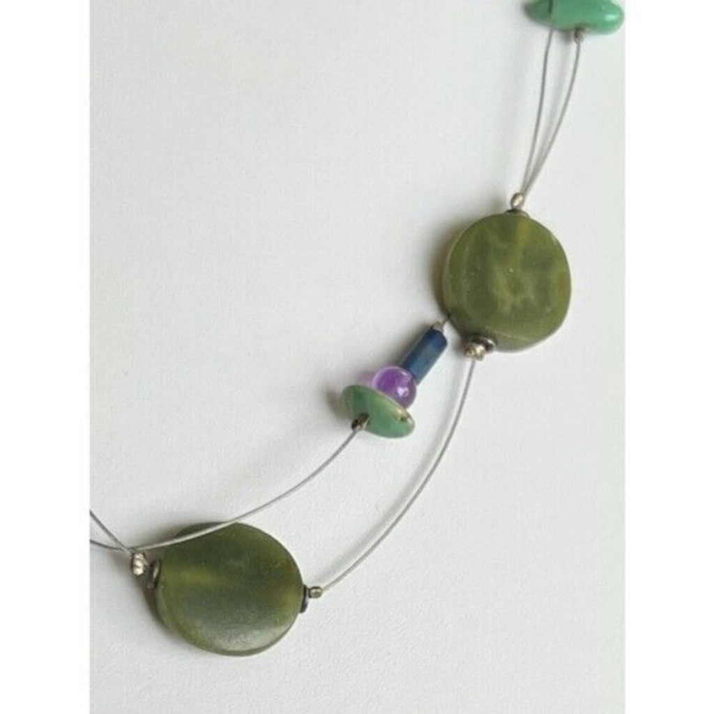 The Unbranded Brand Boho Sterling Jade, Amethyst & Turquoise Layered Necklace Size ONE SIZE - 2 Thumbnail