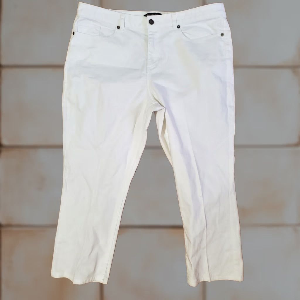 Brooks Brothers Brooks Brothers Pants Women's Size 16 White Chino Cotton Spandex Flat Front High Rise Straight Leg 25 in Inseam Size 38" / US 16 / IT 52 - 1 Thumbnail