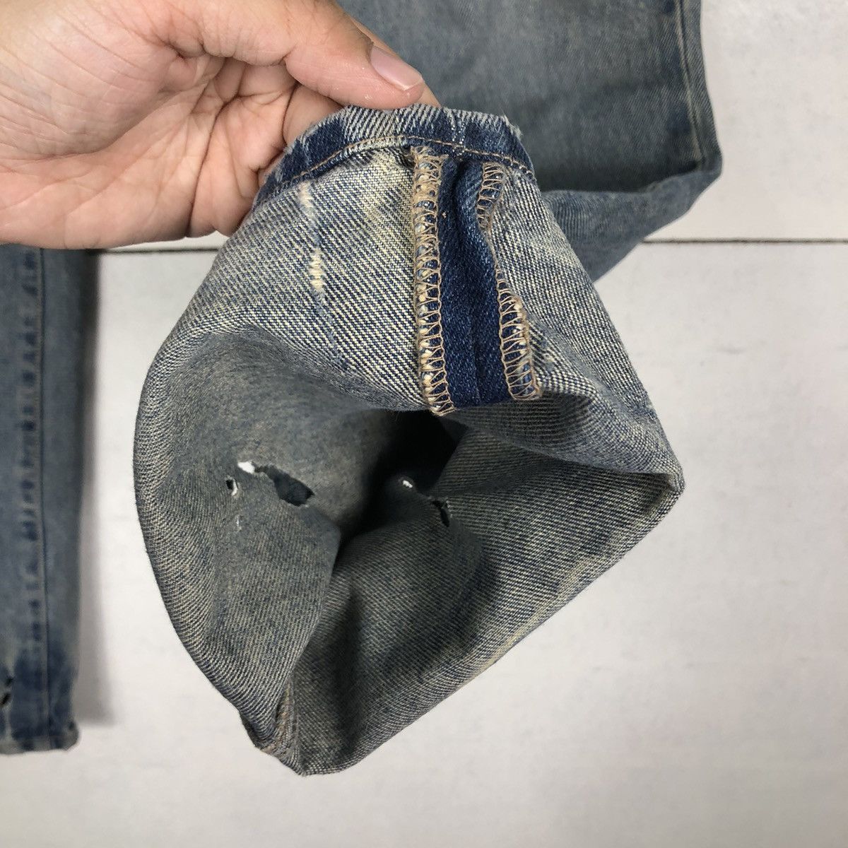 If Six Was Nine 🔥Biker Distressed Denim Jeans Japan Made Size US 34 / EU 50 - 14 Thumbnail