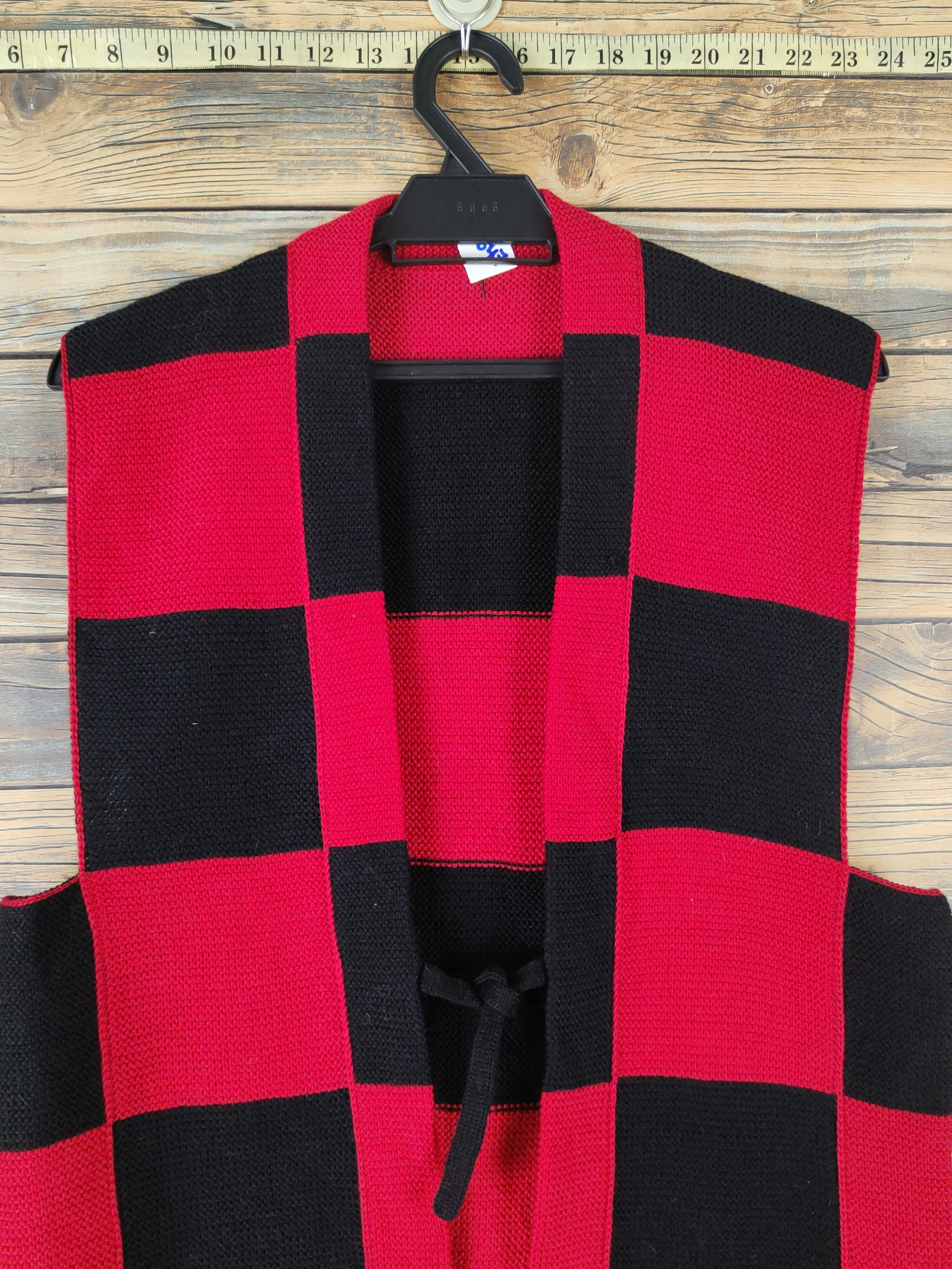 Homespun Knitwear Japan vintage checkered Red Black Knitwear Vests #W1647 Size S / US 4 / IT 40 - 2 Thumbnail