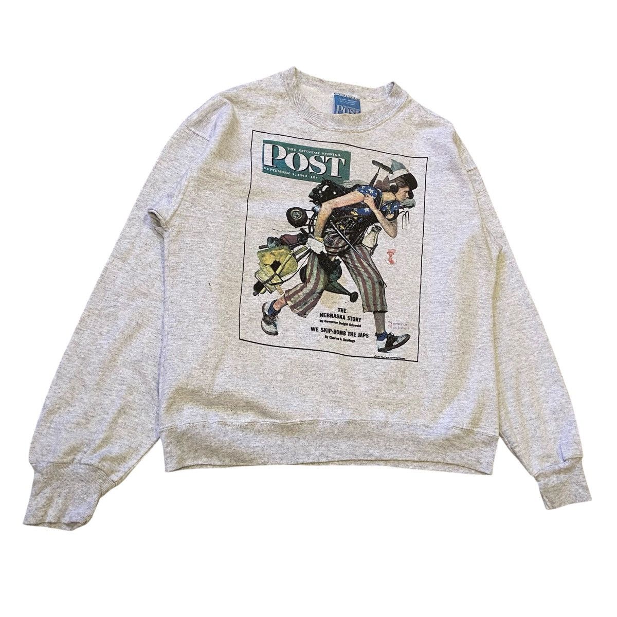 New York Post Vintage 90s Norman Rockwell Saturday Evening Post Sweatshirt Size US L / EU 52-54 / 3 - 3 Thumbnail