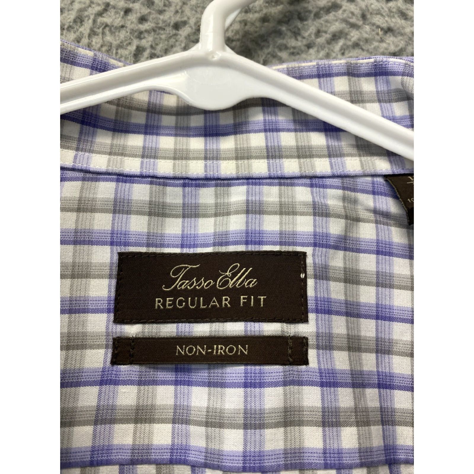 Tasso Elba Tasso Elba Men's Cotton Button-Up Shirt Lavender Check XL Long Sleeve Collared Regular Fit Classic Designer Size US XL / EU 56 / 4 - 5 Thumbnail
