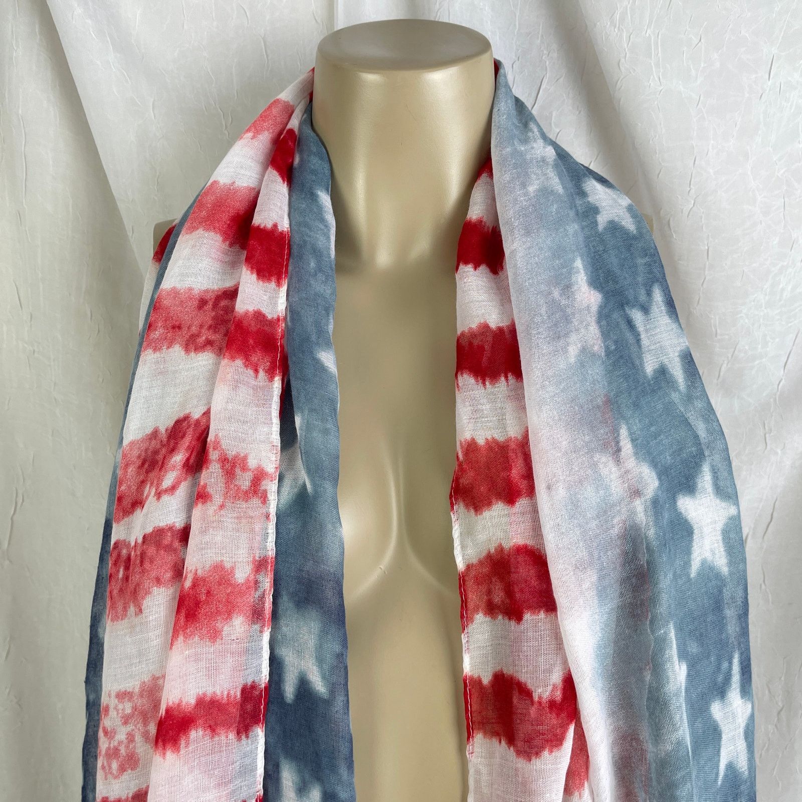Other American Flag Sheer Scarf Raw Edge USA 4th of July Patriotic Size ONE SIZE - 4 Thumbnail