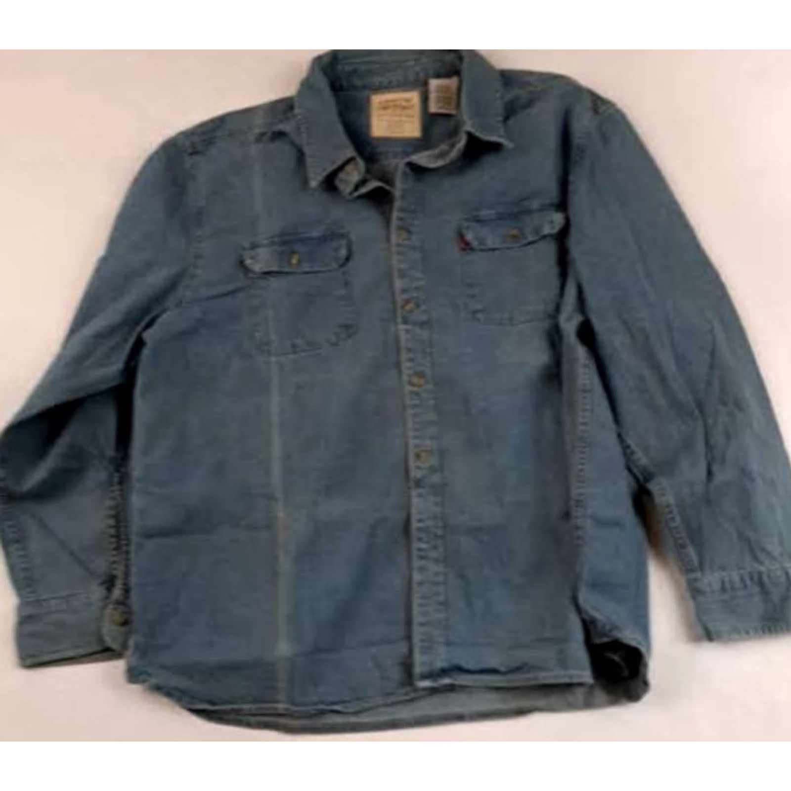 Levi's VINTAGE Levi's Blue Denim Full Button Shirt 2XL Men EUC Horse Double Size US XXL / EU 58 / 5 - 3 Thumbnail
