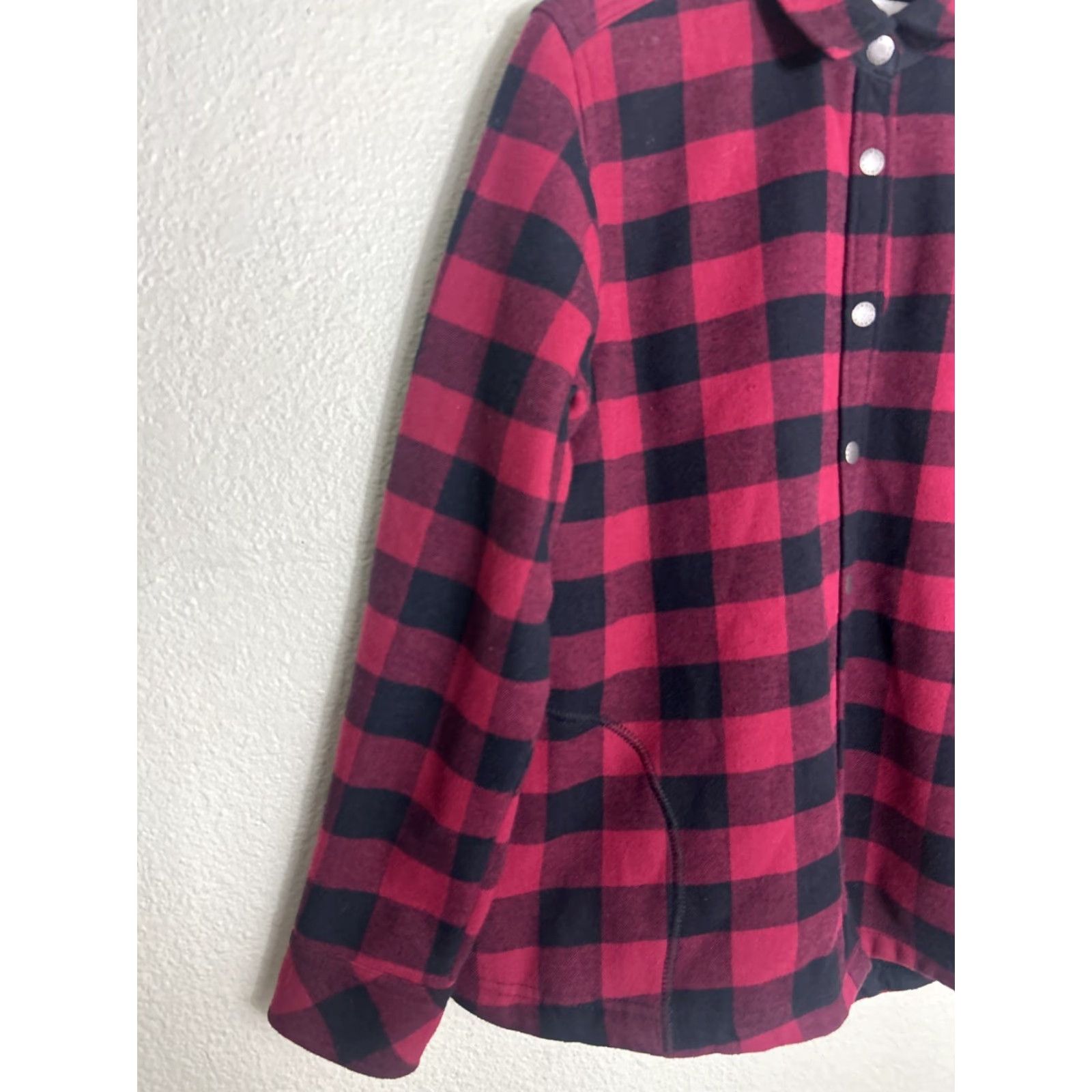 Orvis Orvis Women’s Fleece Lined Shirt Red Plaid Jacket L Snap Front Pockets Size L / US 10 / IT 46 - 2 Thumbnail
