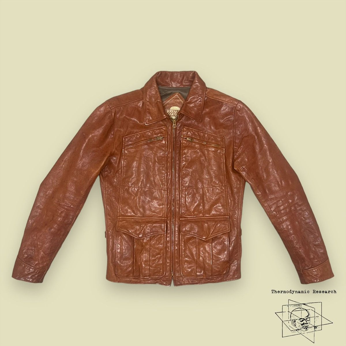 image of Hysteric Glamour Sheepskin Leather Riders Jacket in Brown, Men's (Size Medium)